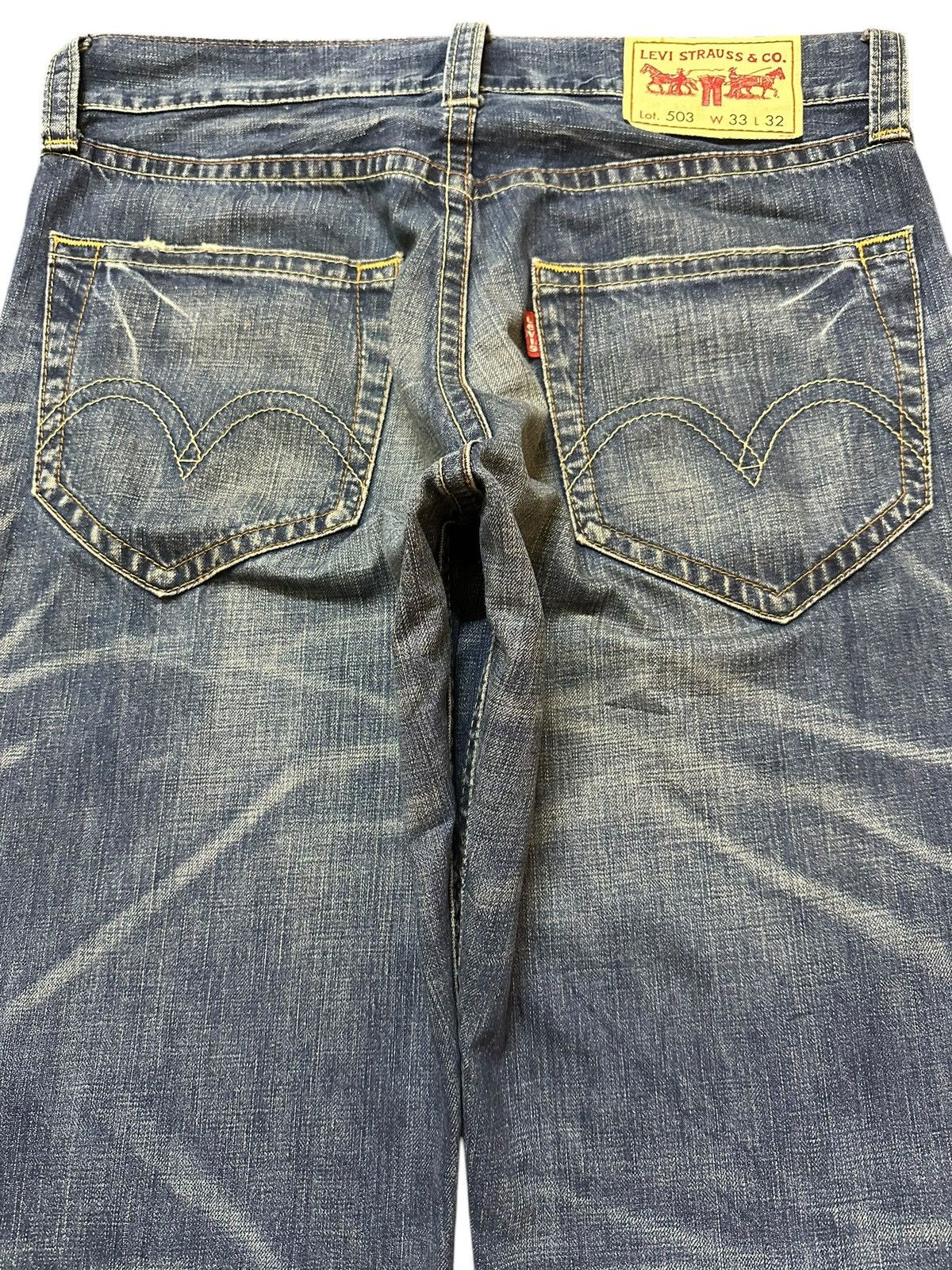 Levi's Vintage 90 Levis 503 Blue Faded Wash Distress Baggy Jeans Size US 34 / EU 50 - 5 Thumbnail