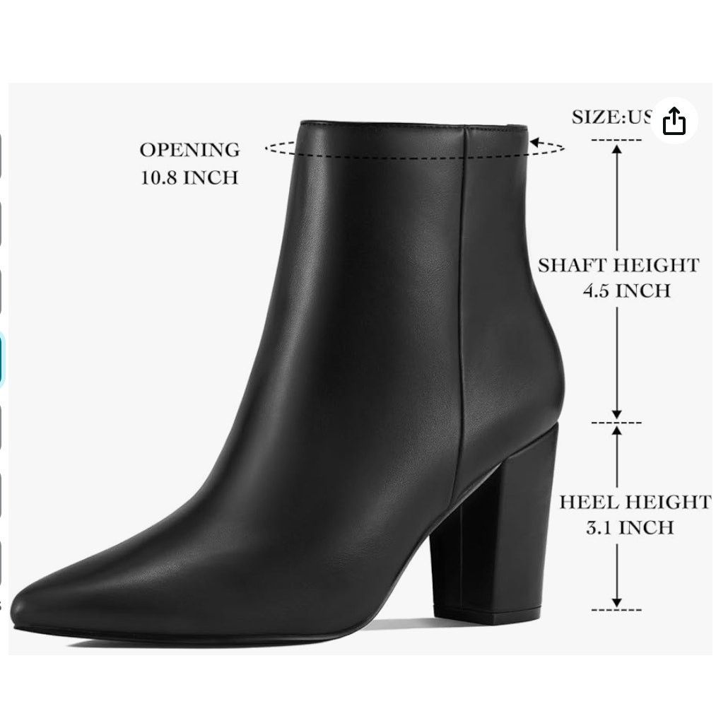 Unknown London Women's Ankle Boots Black Chunky High Heel Shoes Sz6 Size US 6 / IT 36 - 4 Thumbnail