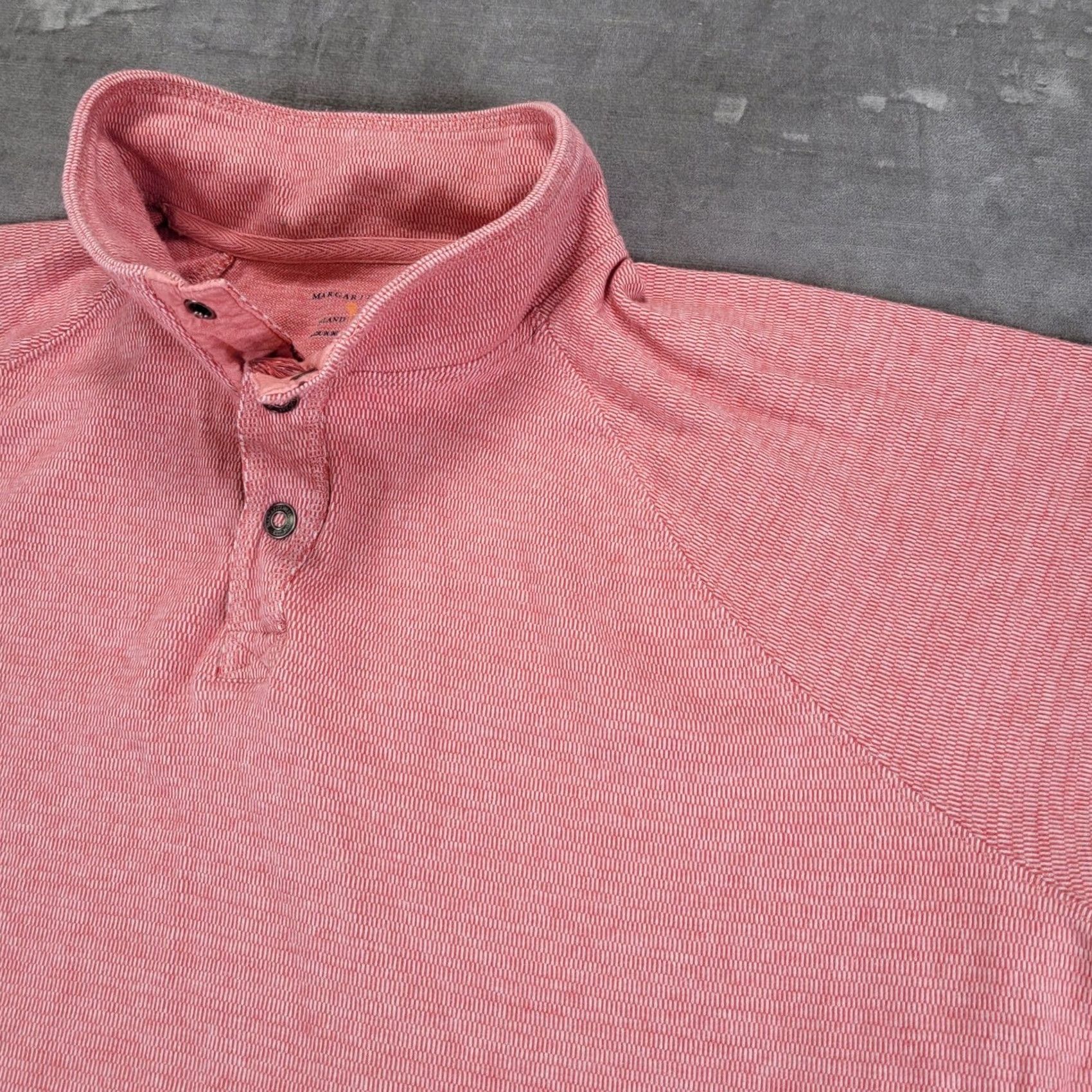 Vintage Margaritaville Mens XL Pullover Sweatshirt Mock Neck 3 Button Pink Striped Island Reserve, Beach Vibes, Cotton Blend Size US XL / EU 56 / 4 - 6 Thumbnail