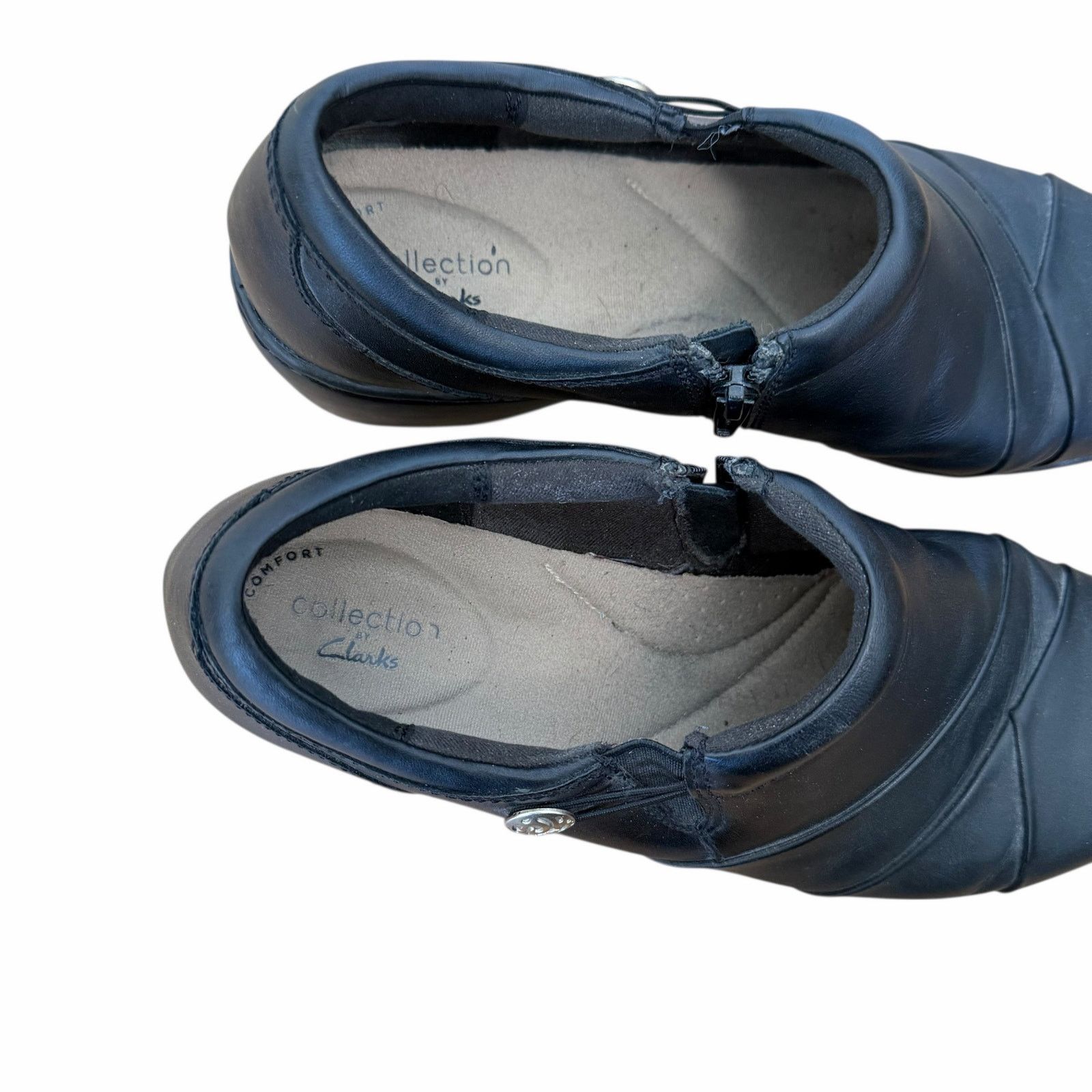 Clarks Clarks Black Leather Channing Ann Slip On Loafers Sz 8W Size US 8 / IT 38 - 2 Thumbnail
