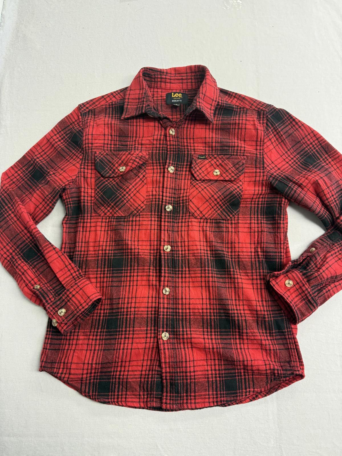 Lee Mens Red & Black Lee Flannel Plaid Long Sleeve Regular - M Size US M / EU 48-50 / 2 - 1 Thumbnail