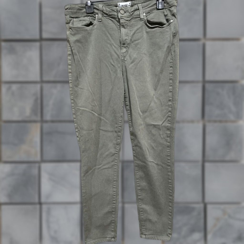 Paige PAIGE Hoxton Ankle Jeans 32 Green Stretch Skinny Pants Mid Rise Utility Slim Denim Size 24" / US 00 / IT 34 - 1 Thumbnail