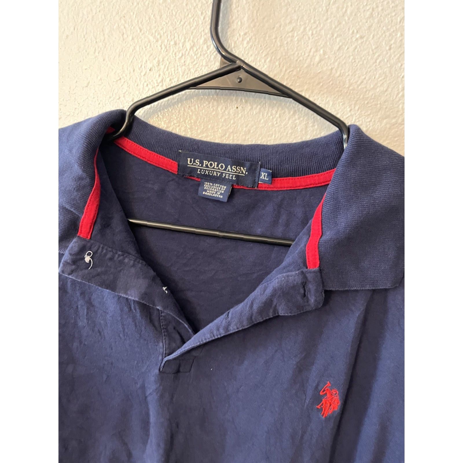 U.S. Polo Assn. U.S. Polo Assn. Polo Shirt Men XL Navy Blue Logo Luxury Feel Short Sleeve Button Collared 100% Cotton Size US XL / EU 56 / 4 - 3 Thumbnail