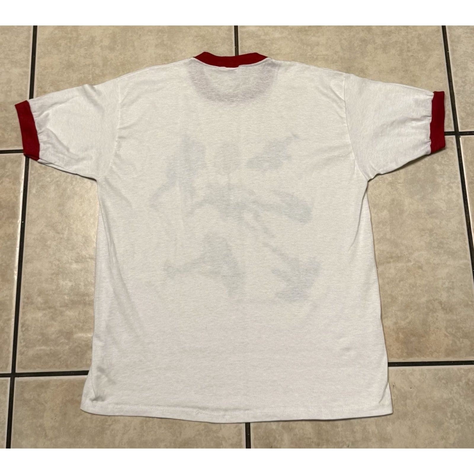 Jerzees VINTAGE Spider-Man Ringer Shirt L Men White 80s Marvel Graphic Print Crew Neck Short Sleeve JERZEES Classic T-Shirt Size US L / EU 52-54 / 3 - 2 Thumbnail