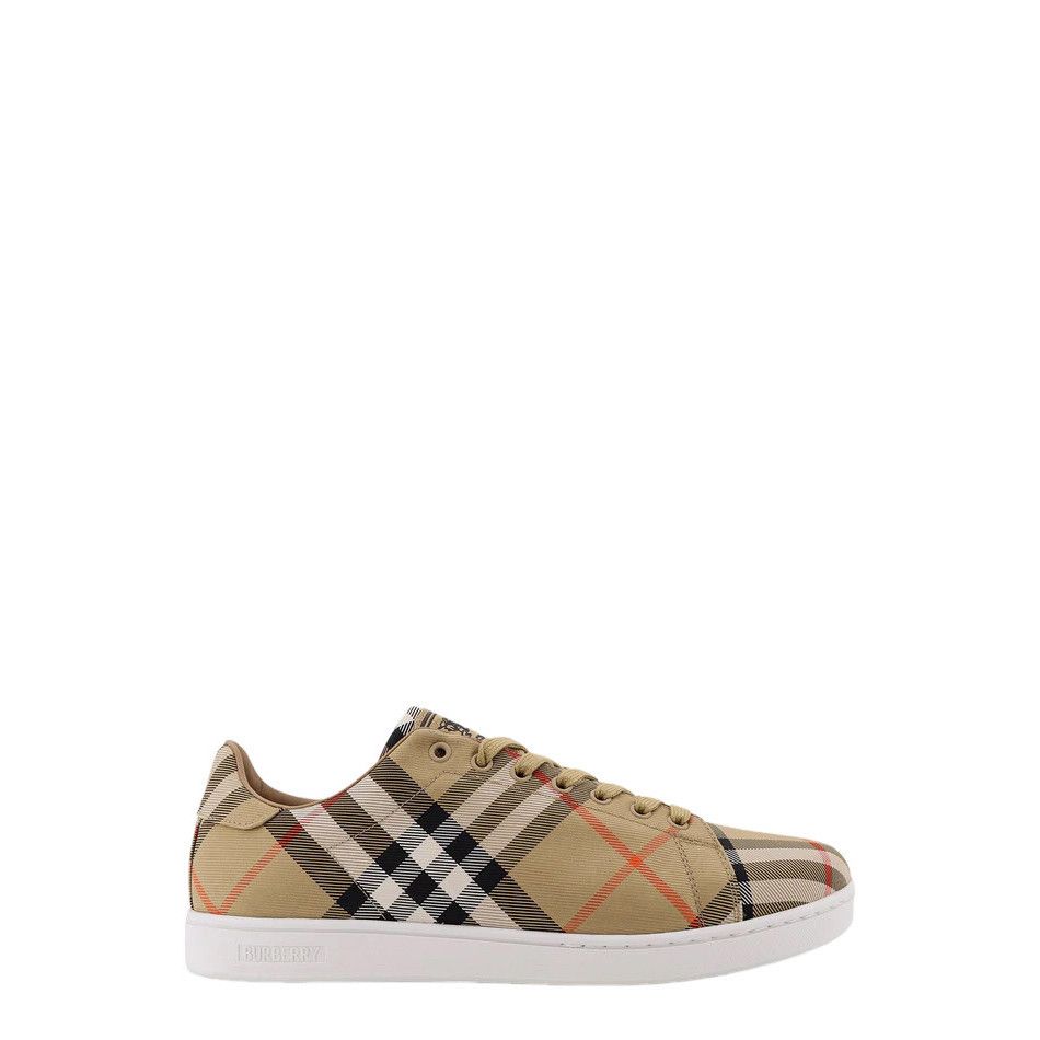 Burberry BURBERRY Beige Canvas Ceckered Sneakers New & Authentic (Men Size US 8 / EU 41 - 1 Thumbnail