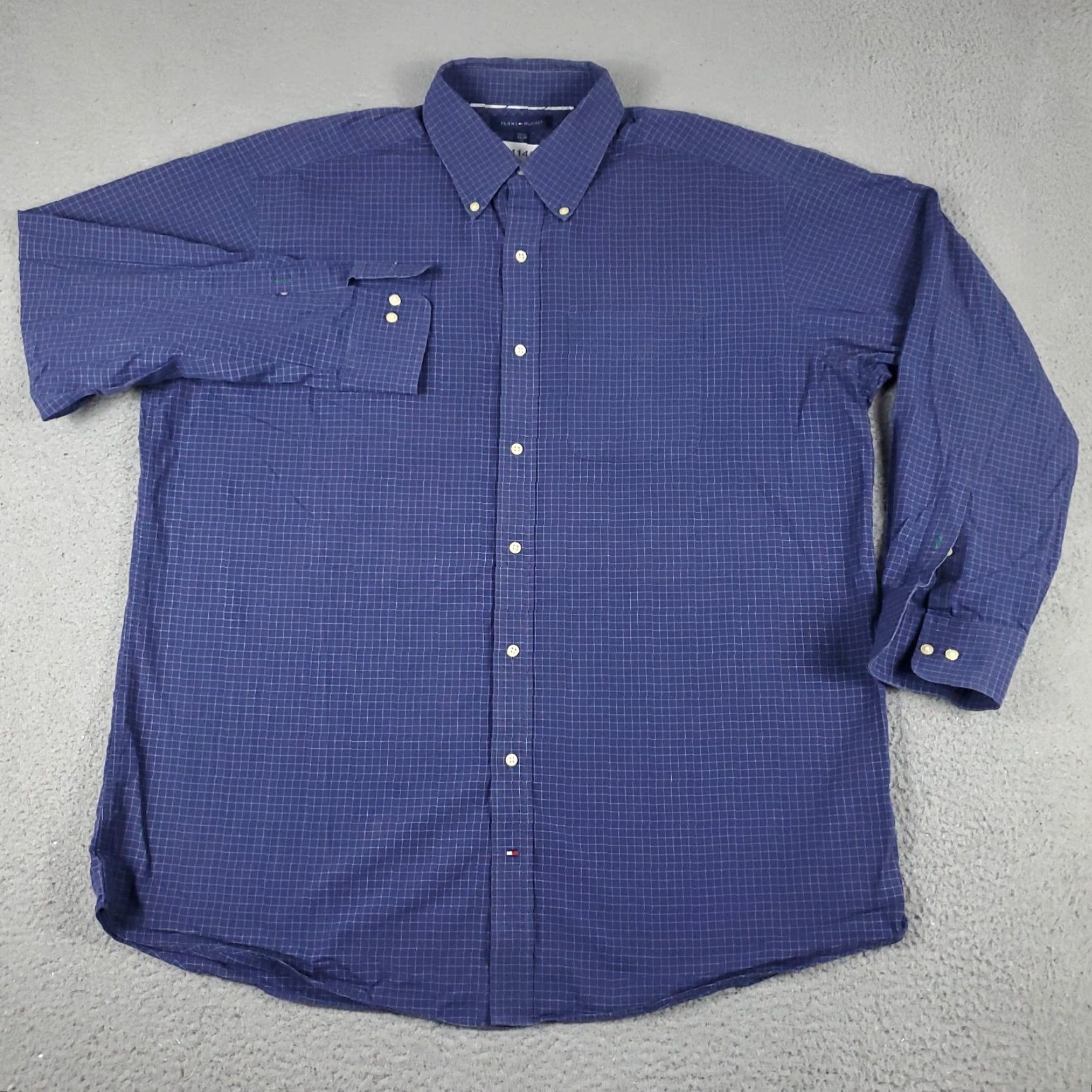 Tommy Hilfiger Tommy Hilfiger Blue Check Button-Up Shirt Mens XL Long Sleeve Casual Classic Size US XL / EU 56 / 4 - 2 Thumbnail
