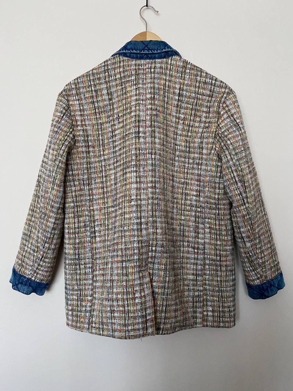 Designer × Sandro 💎 Sandro Paris Tweed Denim Trim Jacket, Excellent Condition Size M / US 6-8 / IT 42-44 - 6 Thumbnail
