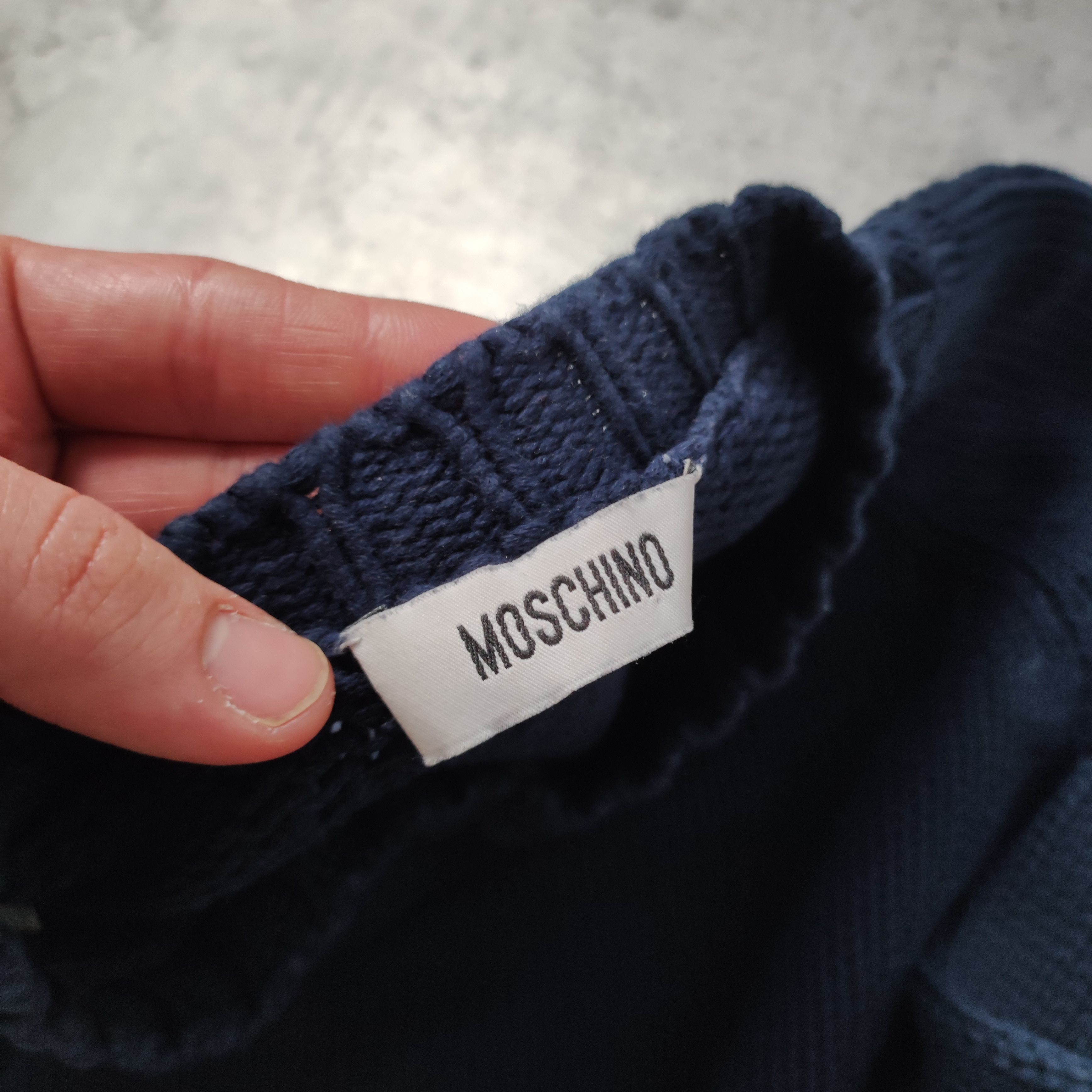 Moschino × Vintage 90s y2k Avant garde Moschino Sleeve Logo Navy Sweater Size US S / EU 44-46 / 1 - 6 Thumbnail