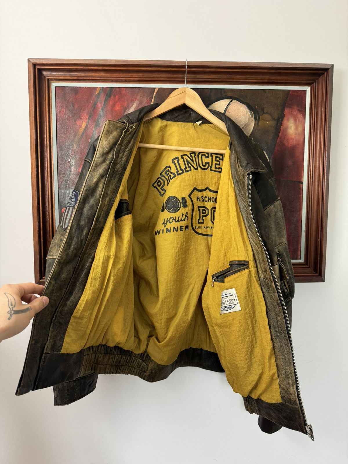 Vintage Rare Vintage 90s leather jacket Brown faded washed Japanese Size US L / EU 52-54 / 3 - 4 Thumbnail