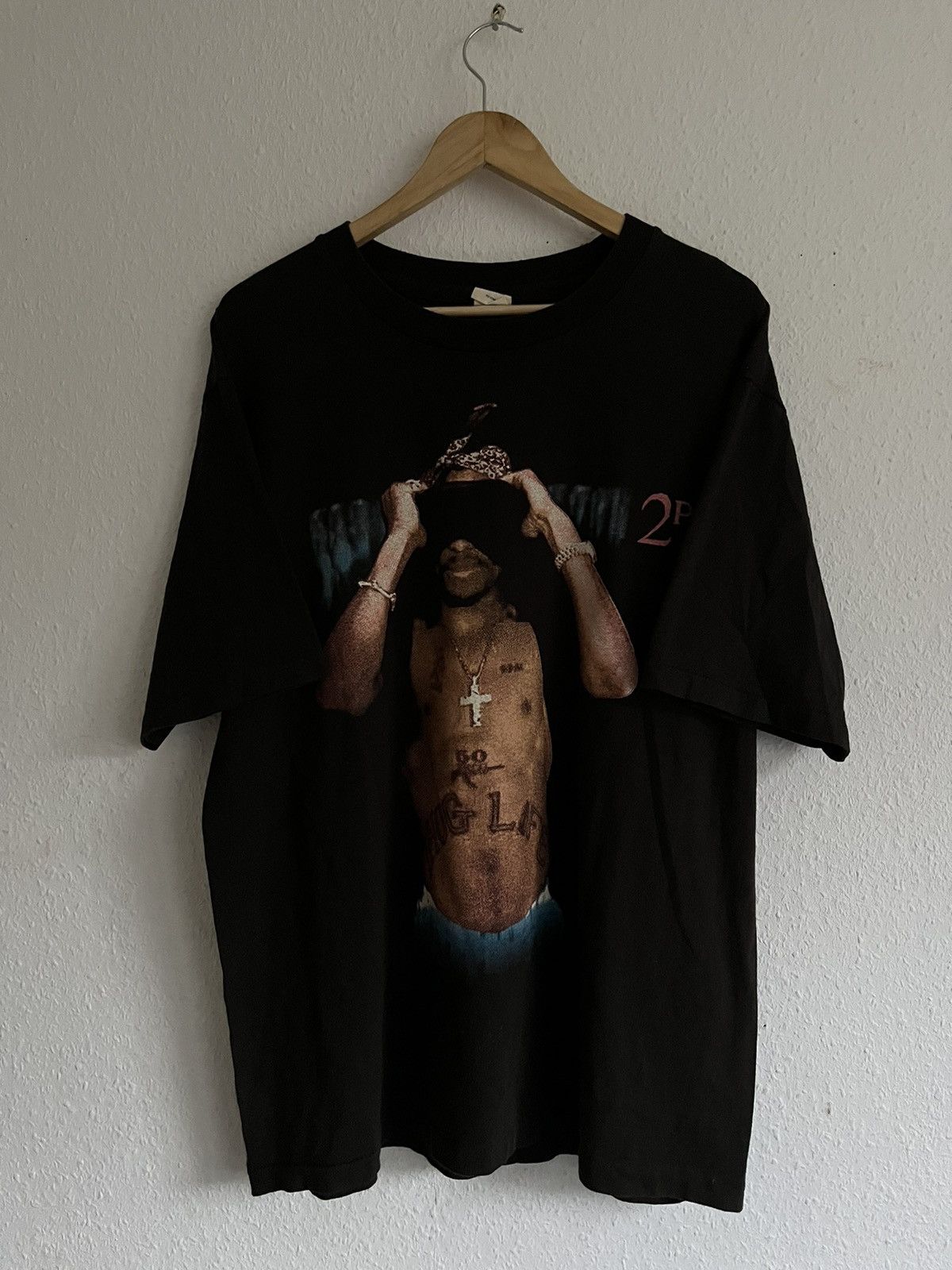 image of Rap Tees x Vintage 2Pac Tupac Shakur “All Eyez On Me” 90’S Vintage T-Shirt in Black, Men's (Size XL