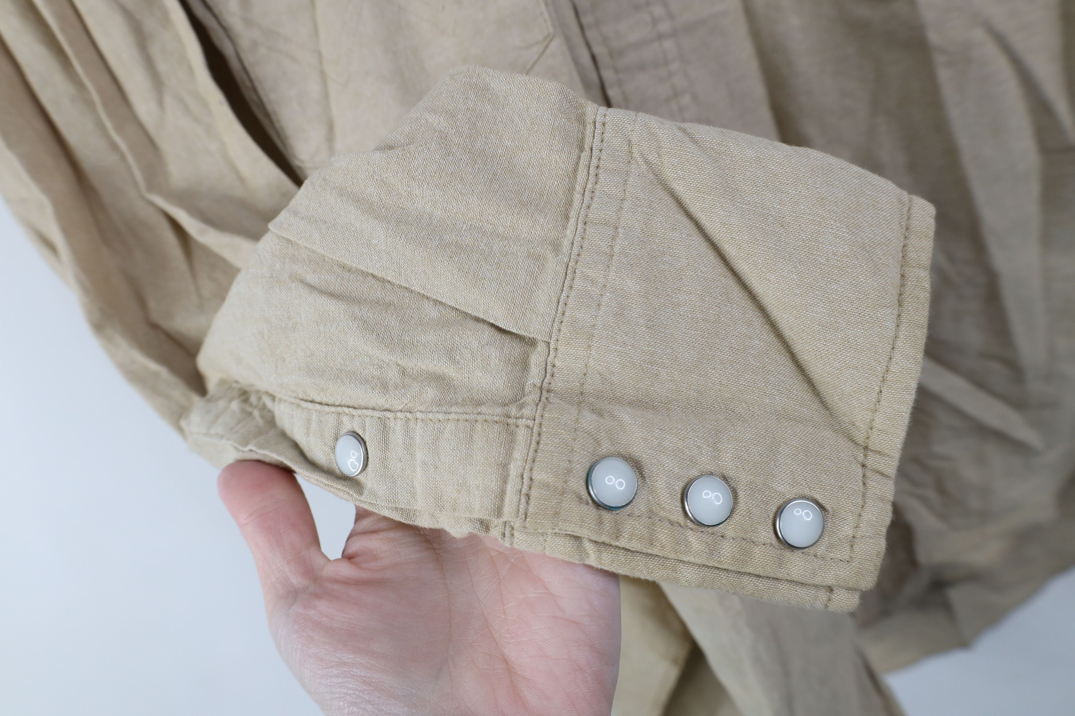Wrangler Vintage 90s Wrangler Cowboy Snap Button Collared Shirt Beige Size US M / EU 48-50 / 2 - 10 Thumbnail