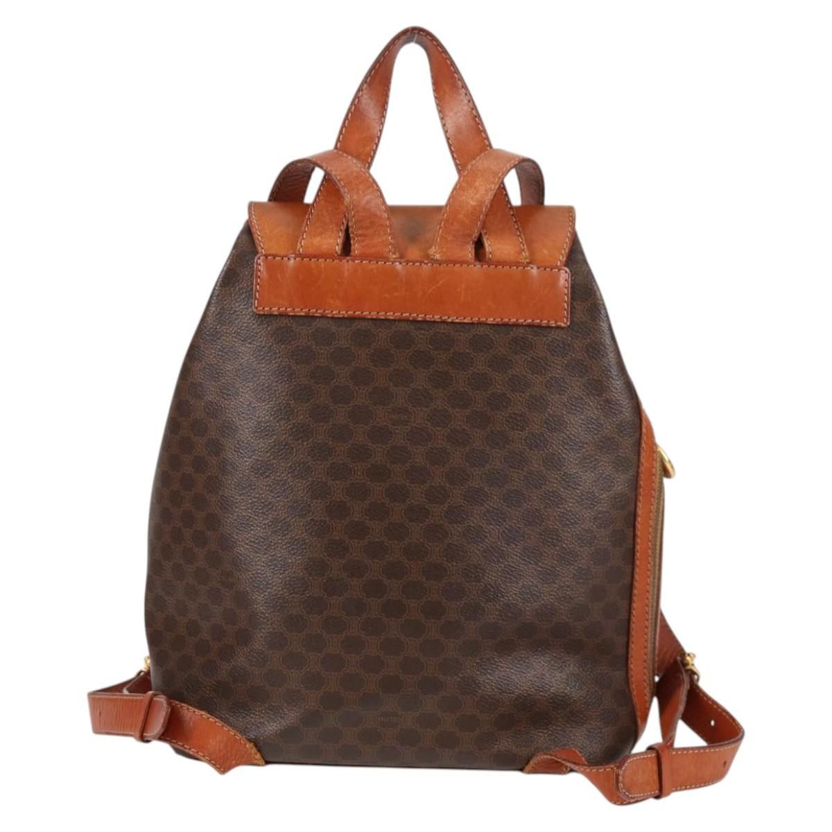 Celine CELINE Macadam Canvas Backpack Pvc Leather Brown Gold Size ONE SIZE - 3 Thumbnail