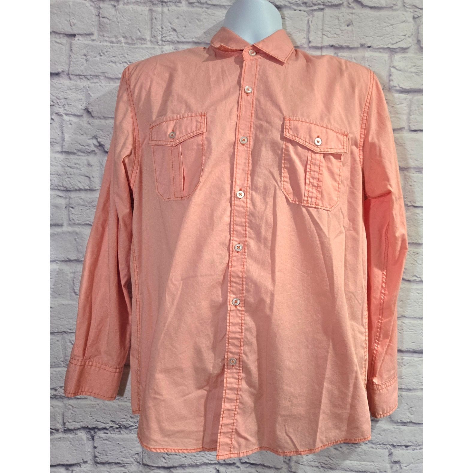 Other Michael Brandon Bright Orange Button Up Men's Shirt Medium Size US M / EU 48-50 / 2 - 1 Thumbnail
