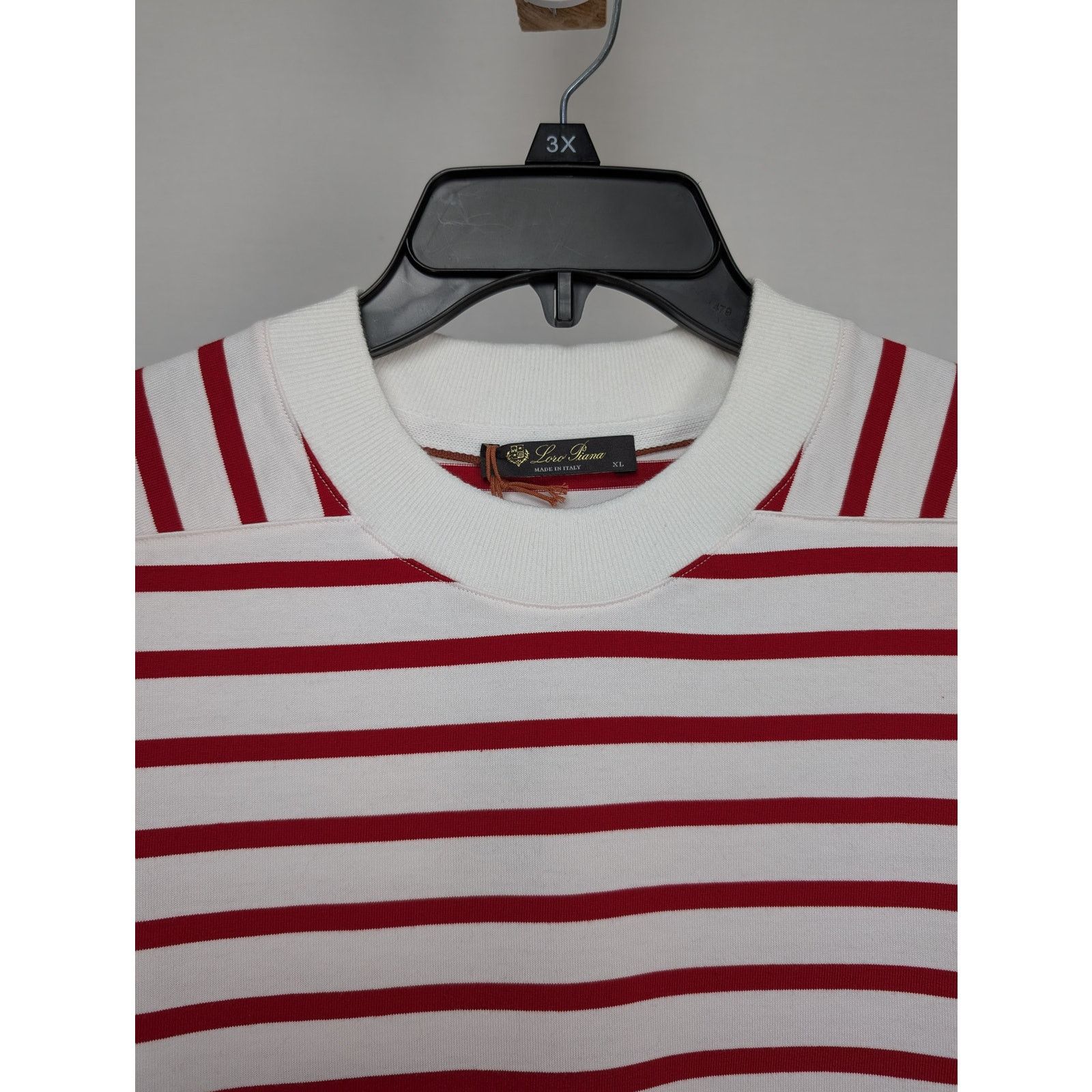 Loro Piana o1rshd1 Men's T-Shirt ML Riomaggiore in White/Red Size US XL / EU 56 / 4 - 2 Thumbnail