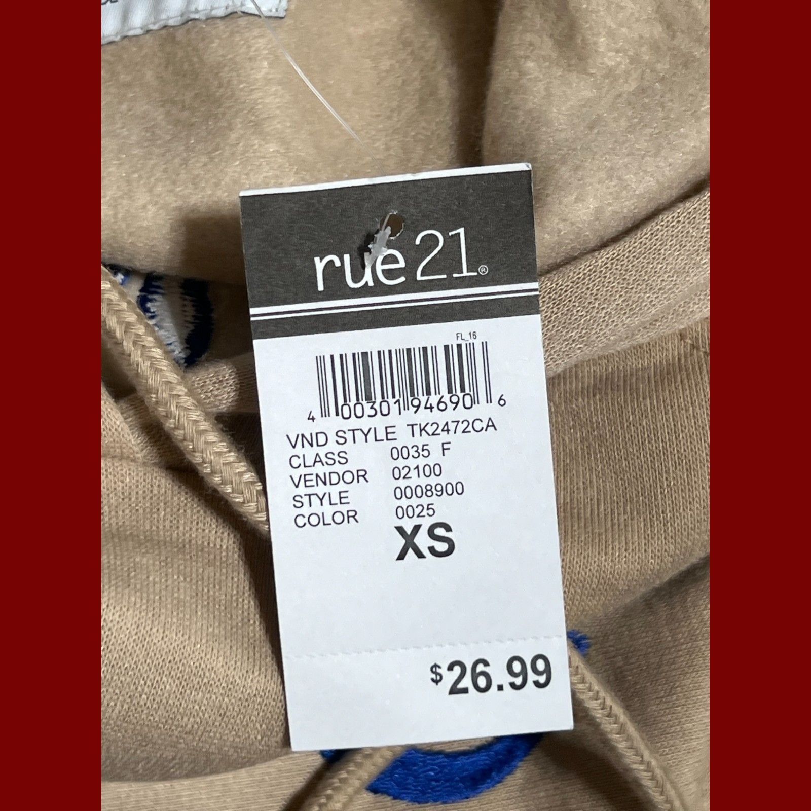 rue21 Rue 21 - Unisex Long Sleeve Hooded Sweat - Beige - Extra Sma Size US XS / EU 42 / 0 - 8 Thumbnail