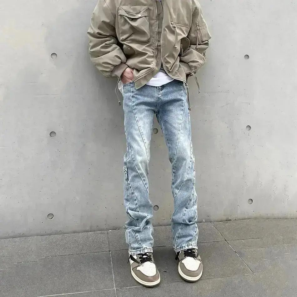 Japanese Brand Skinny Jeans Men Streetwear Autumn Blue Slim Trousers Y2k Size US 32 / EU 48 - 1 Thumbnail