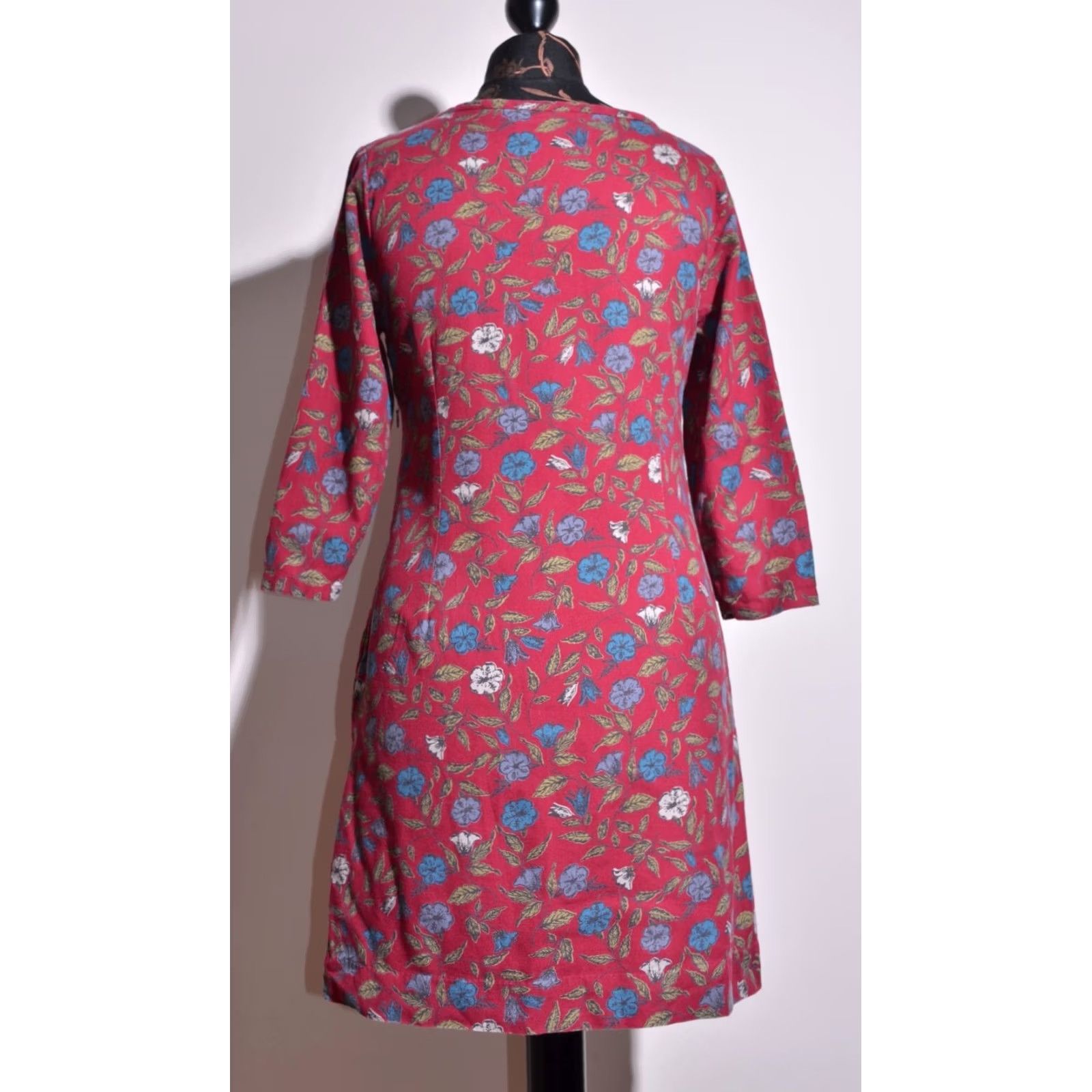 Vintage Seasalt Dress Flower Print Pockets Size UK10, Red, Knee Length, Long Sleeve A-Line, Boat Neck, 100% Cotton, Casual, Womens, Vintage? No Size L / US 10 / IT 46 - 5 Thumbnail