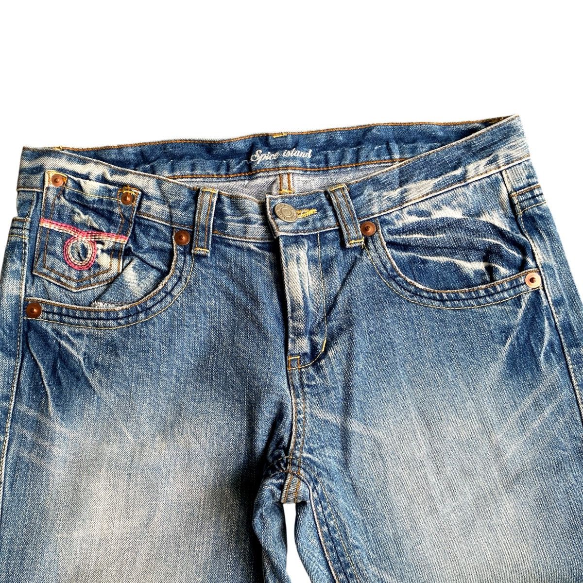 If Six Was Nine × Japanese Brand × Tornado Mart Crazy Vintage Y2K Spice Island Flared Denim Jeans 2000s Size US 29 - 2 Thumbnail