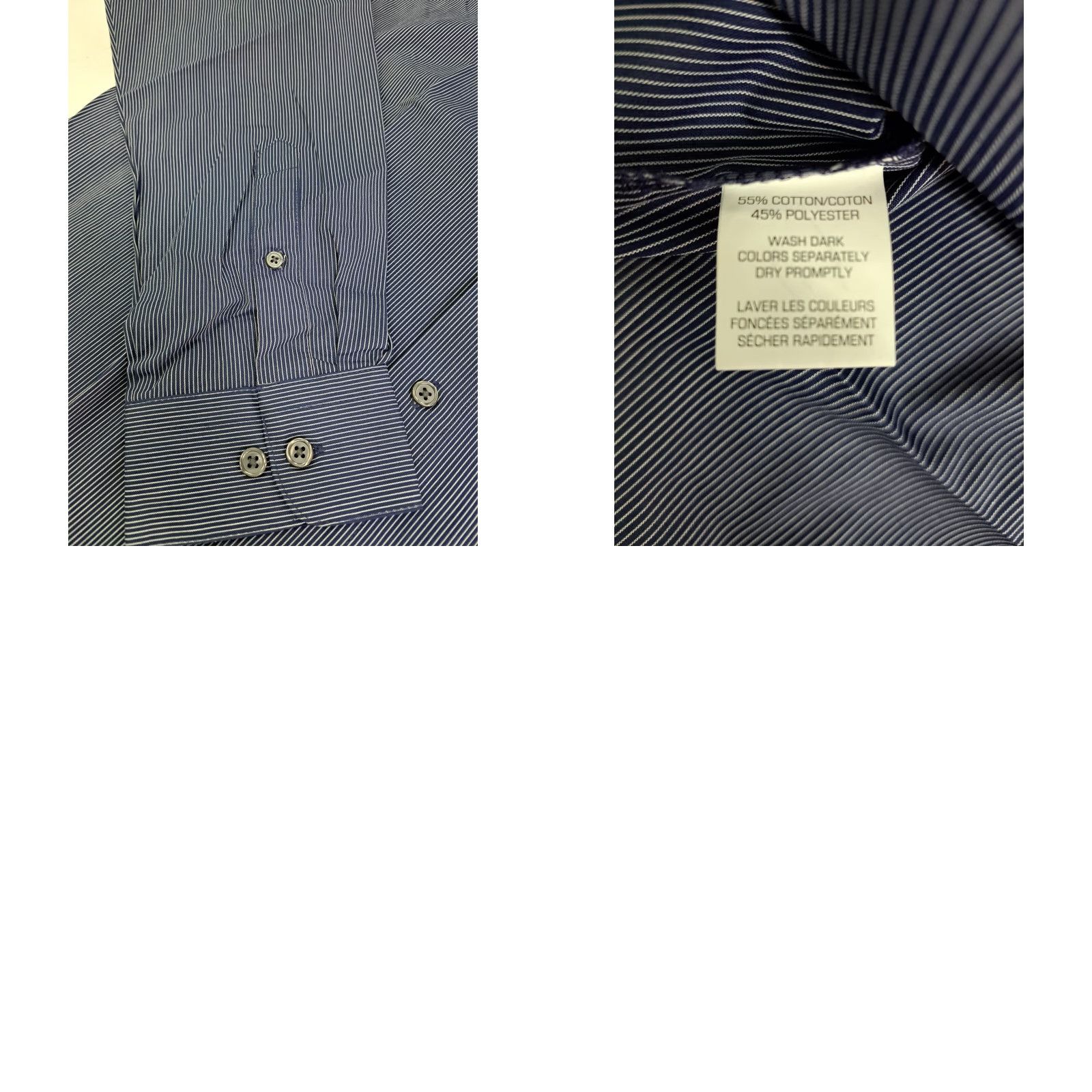 Van Heusen Van Heusen Dress Shirt Blue White Stripes Classic Fit L/S 15-15.5 M Men's Shirt Size 40R - 9 Thumbnail