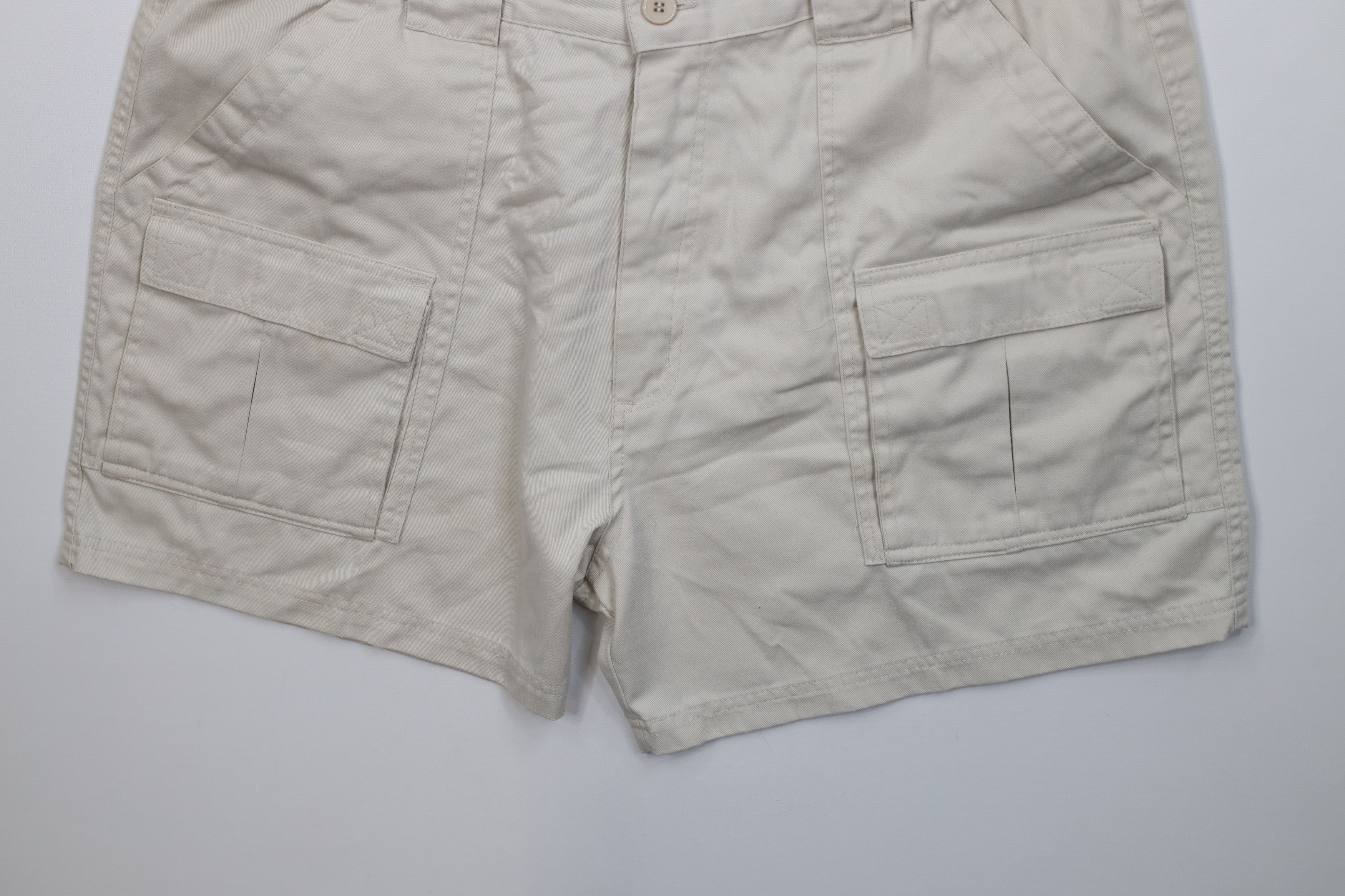 Vintage Vintage 90s Streetwear Knee Trekking Cargo Shorts Beige Size US 40 / EU 56 - 4 Thumbnail