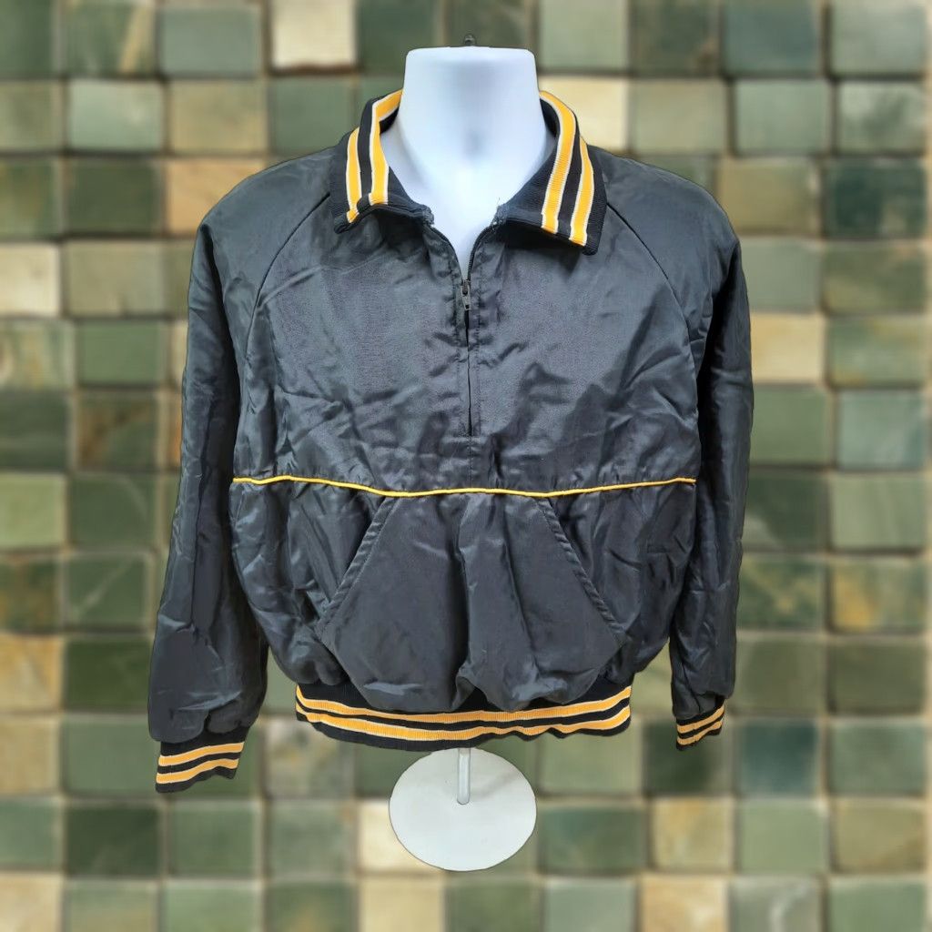 Vintage VINTAGE 1980s Black Yellow 1/4 Zip Softshell Bomber Jacket Raglan Medium M Mens Size US M / EU 48-50 / 2 - 1 Thumbnail