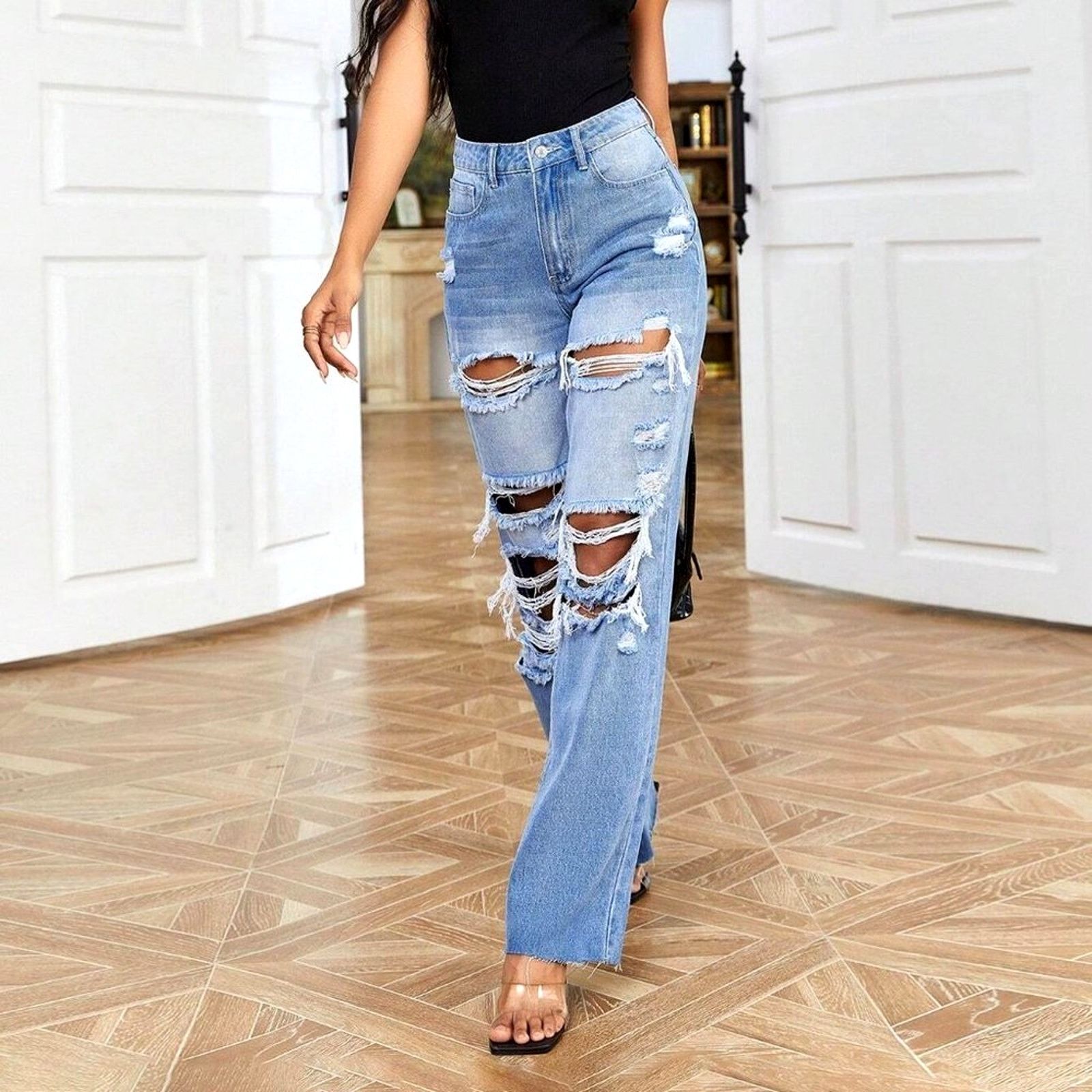 Other Ripped Straight Leg Distressed Jeans size 26 Size 26" / US 2 / IT 38 - 2 Thumbnail