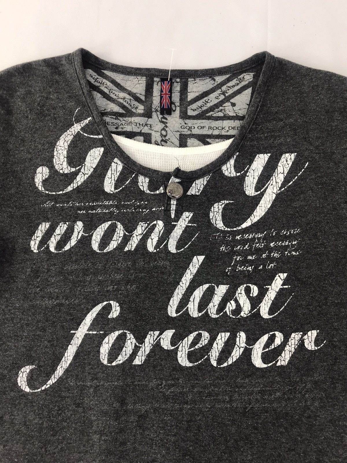 Japanese Brand Graphics Britain 🇬🇧 Double Neck Gorry Wont Last Forever Tee Size US S / EU 44-46 / 1 - 4 Thumbnail