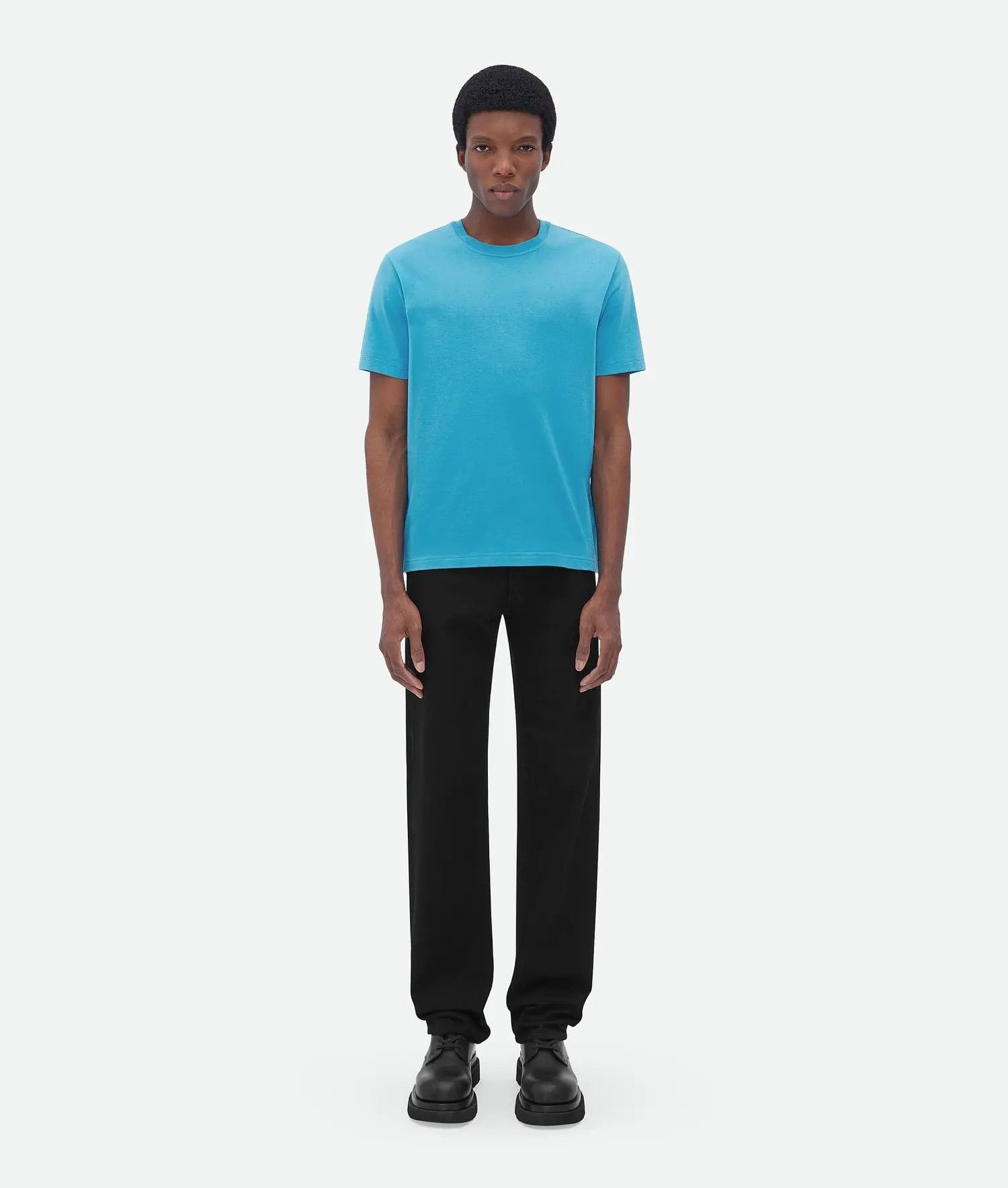 Bottega Veneta o1w1db10525 Sunrise Light Cotton Jersey T-Shirt in Blue Size US L / EU 52-54 / 3 - 1 Thumbnail