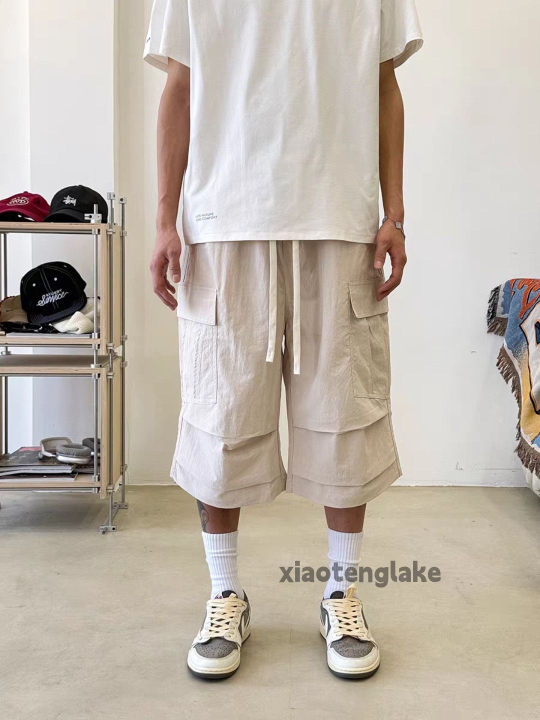 Utility skate hiphop loose yuppie pleated outdoor shorts