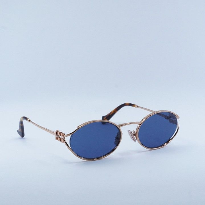 Miu Miu Miu Miu MU52YS ZVF1V1 Sunglasses Pink Gold Oval Frame Size ONE SIZE - 9 Thumbnail