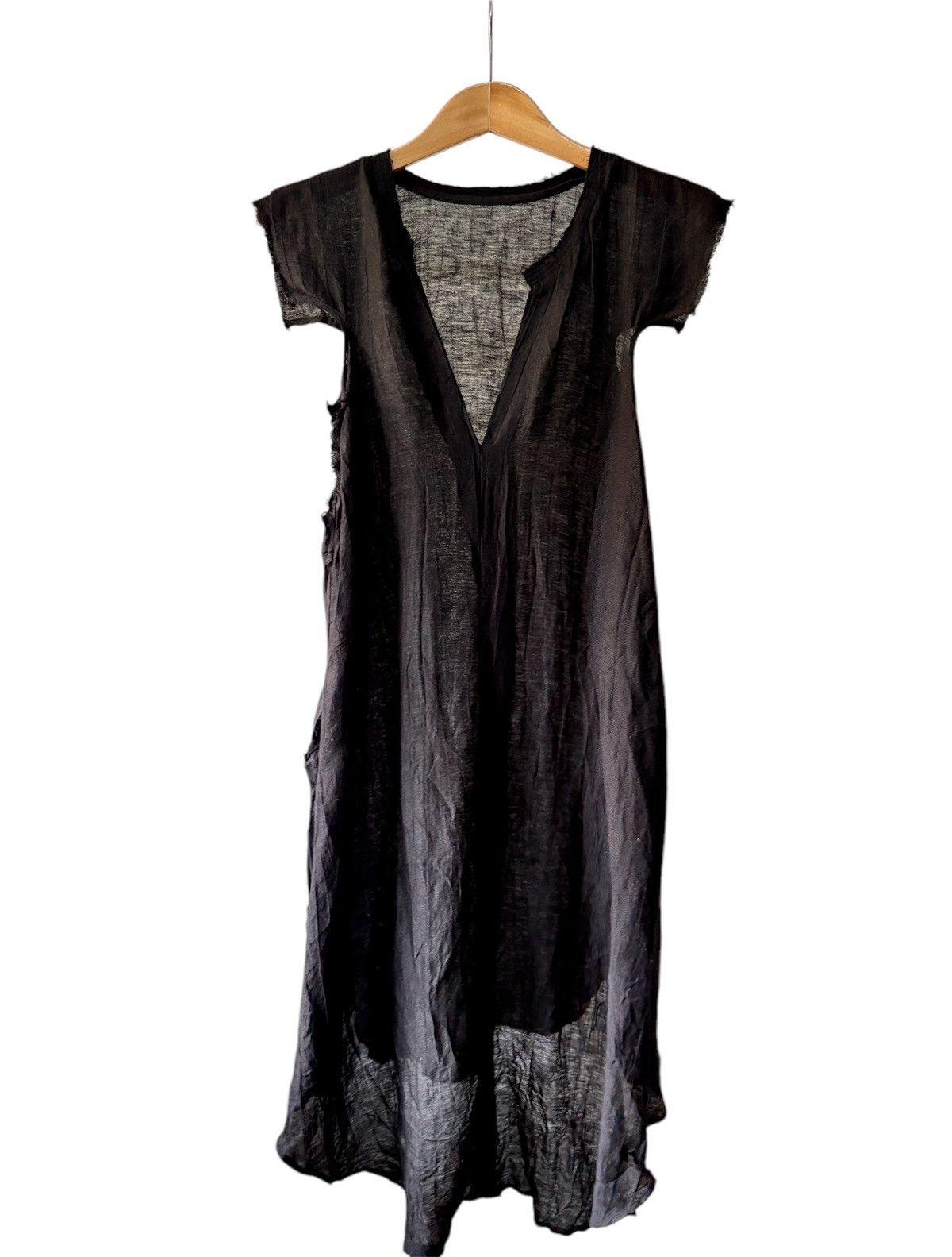 SS00 Runway Yohji Yamamoto Asymmetric Distressed Midi Dress
