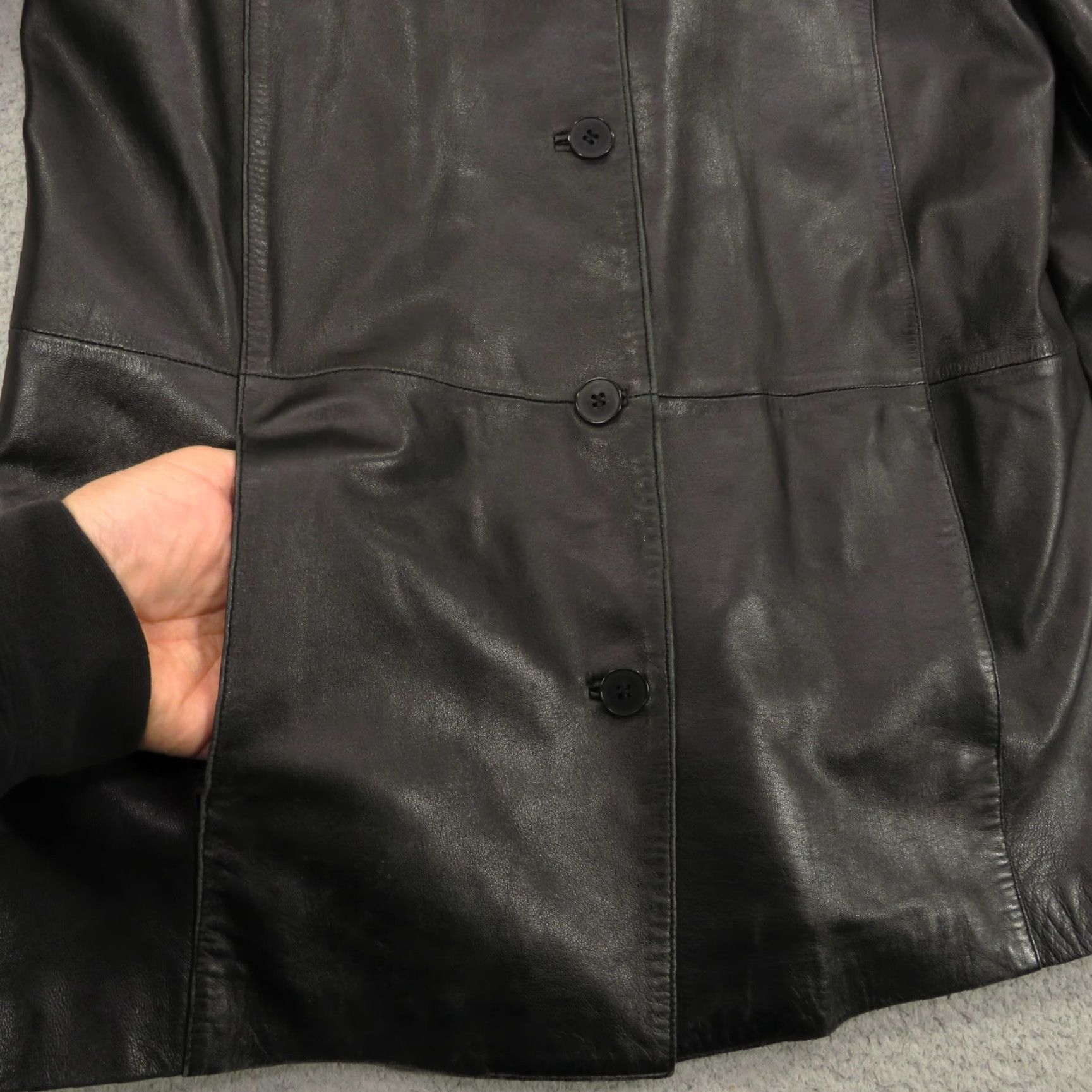 Brooks Brothers Womens Brooks Brothers Leather Jacket Small Five Button Collared Single Breasted Buttoned Size S / US 4 / IT 40 - 2 Thumbnail