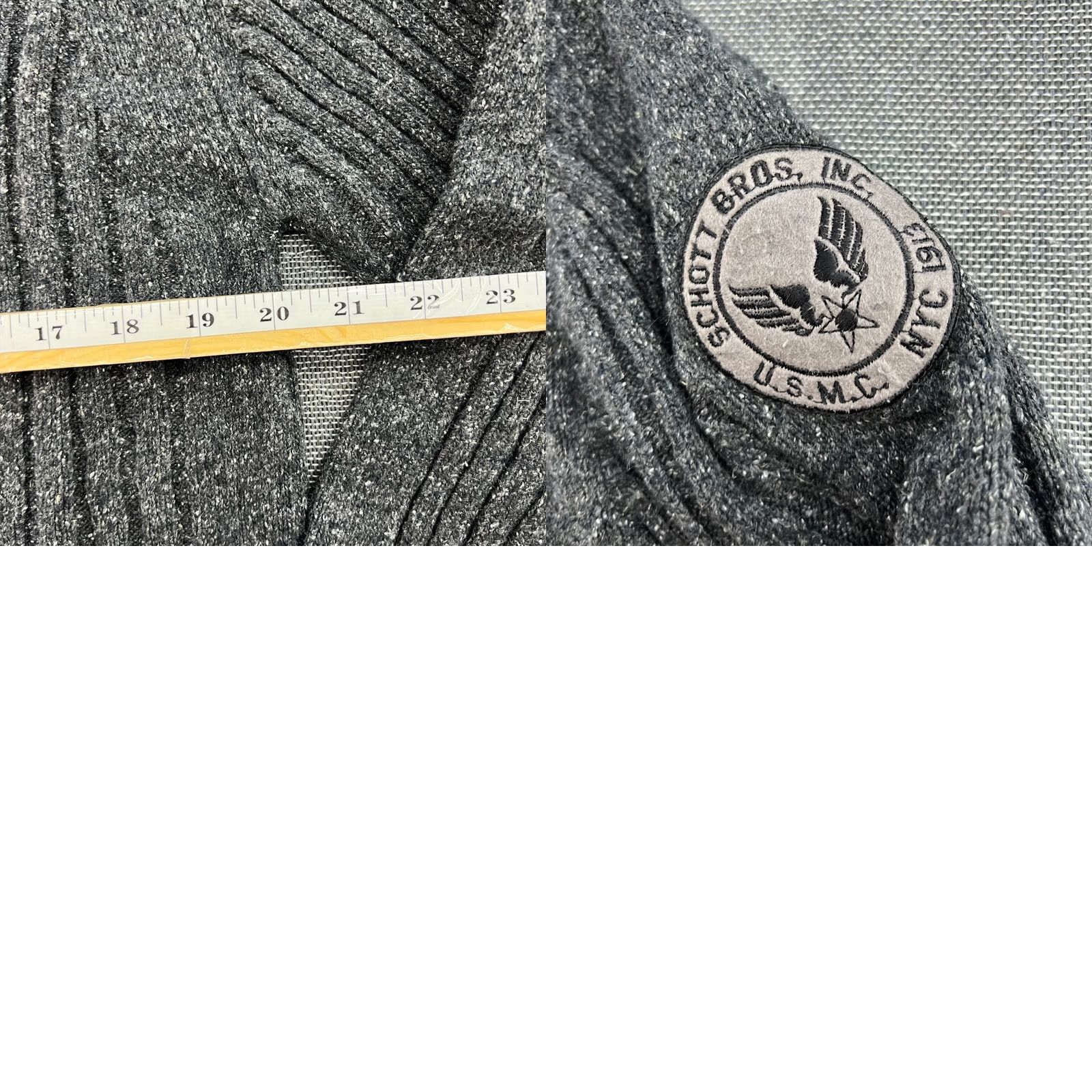 Schott Schott NYC Jacket Mens Large Gray Military Full Zip Wool blend Sweater Army Shirt? Size US XL / EU 56 / 4 - 8 Thumbnail
