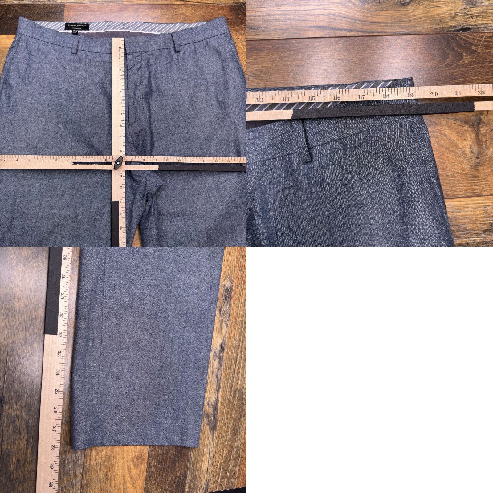 Banana Republic Banana Republic Pants Slim Men 38x30 Blue Chambray Mid Rise Chino Flat Front Slim Fit Straight Pant Mens Regular Size US 38 / EU 54 - 8 Thumbnail