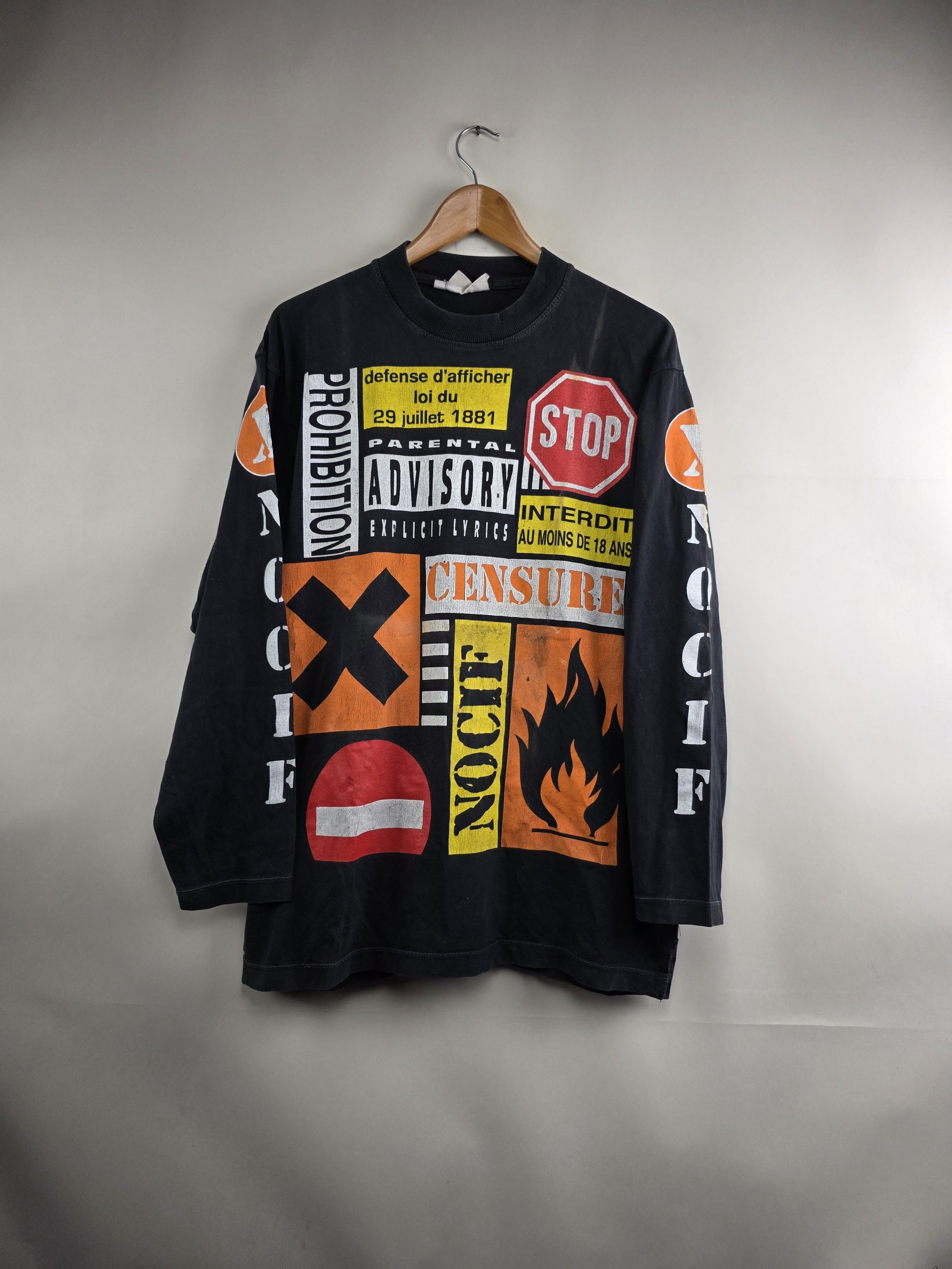 Band Tees × Vintage 90s French non conformist Punk Long-sleeved L 21" 30.5" Size US L / EU 52-54 / 3 - 1 Thumbnail