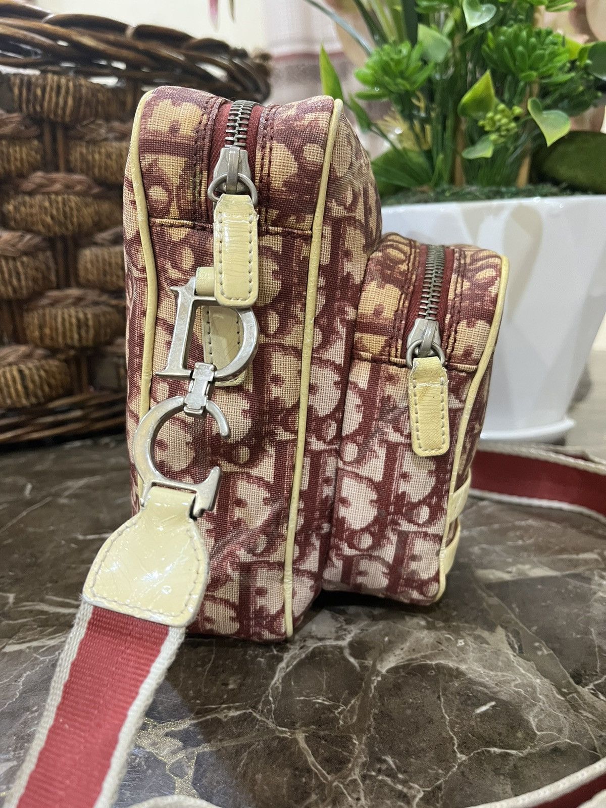 Christian Dior Monsieur CHRISTIAN DIOR Red Trotter Canvas Crossbody Amazon Bag Size ONE SIZE - 4 Thumbnail