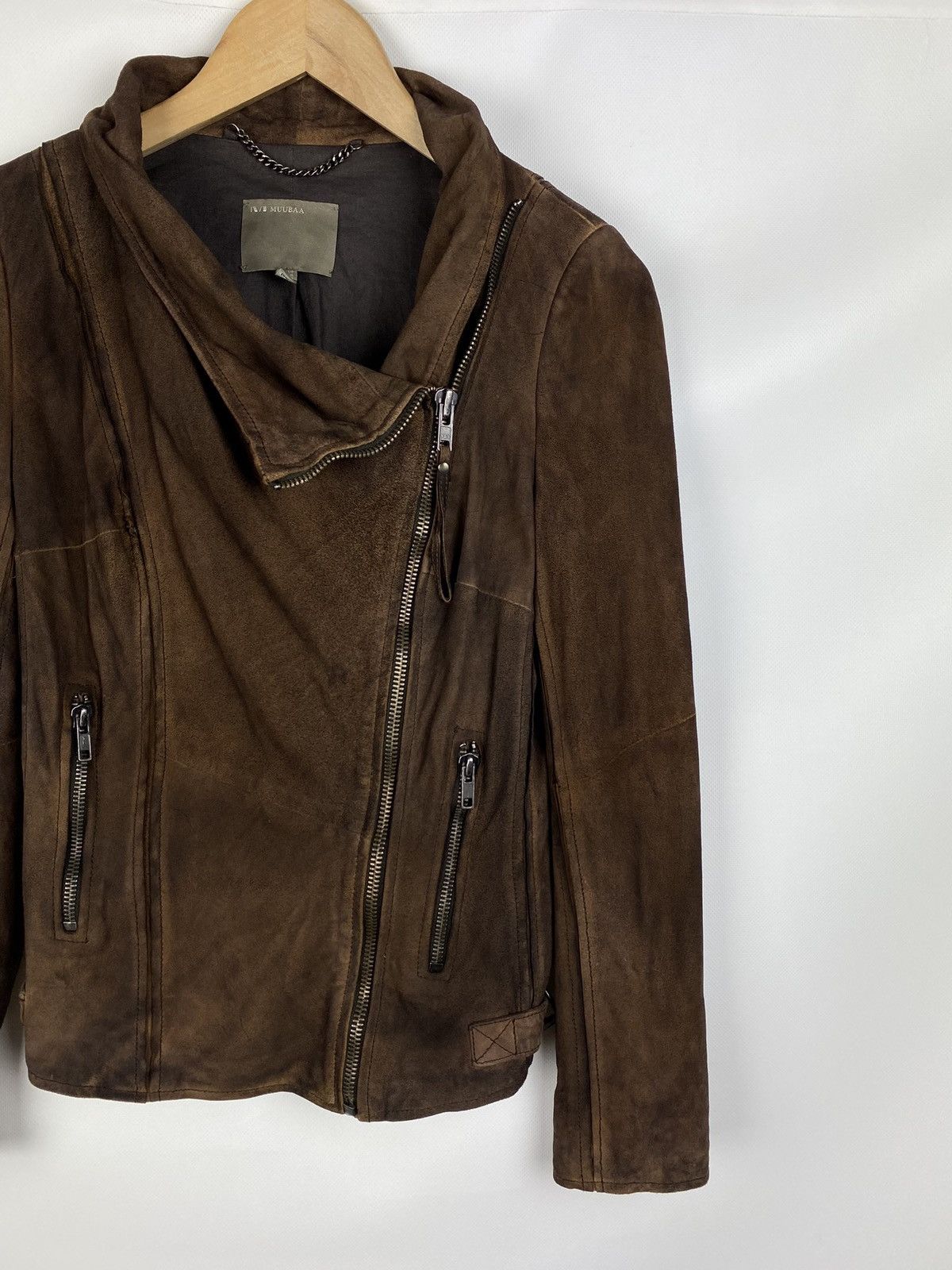 Designer × Muubaa Muubaa ladies goat suede avant-garde biker jacket Size M / US 6-8 / IT 42-44 - 3 Thumbnail