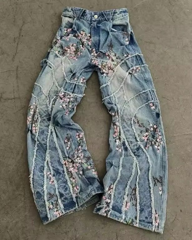 Japanese Brand Floral Denim Pant Size US 34 / EU 50 - 2 Thumbnail