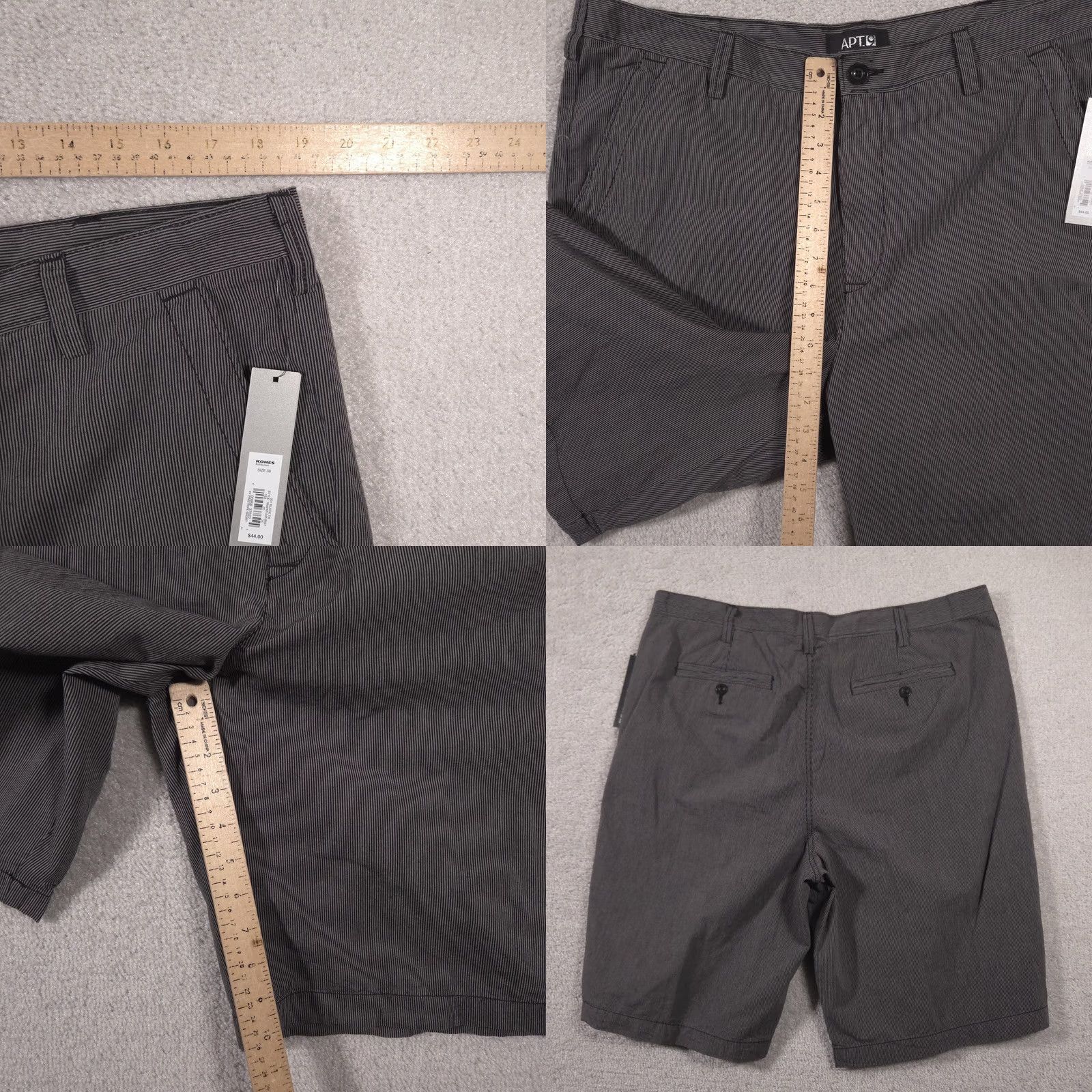 Apt. 9 APT 9 Shorts Mens 38 Gray Pinstripe Flat Front Chino Casual Black Gray Pocketed Inseam 10in Short Mens Size US 38 / EU 54 - 8 Thumbnail