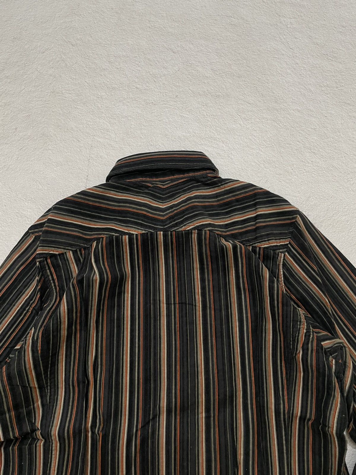 Le Grande Bleu (L.G.B.) 2000s Fuga Striped Button-Up Shirt Black Brown GOA ifsix Y2K Size US L / EU 52-54 / 3 - 6 Thumbnail