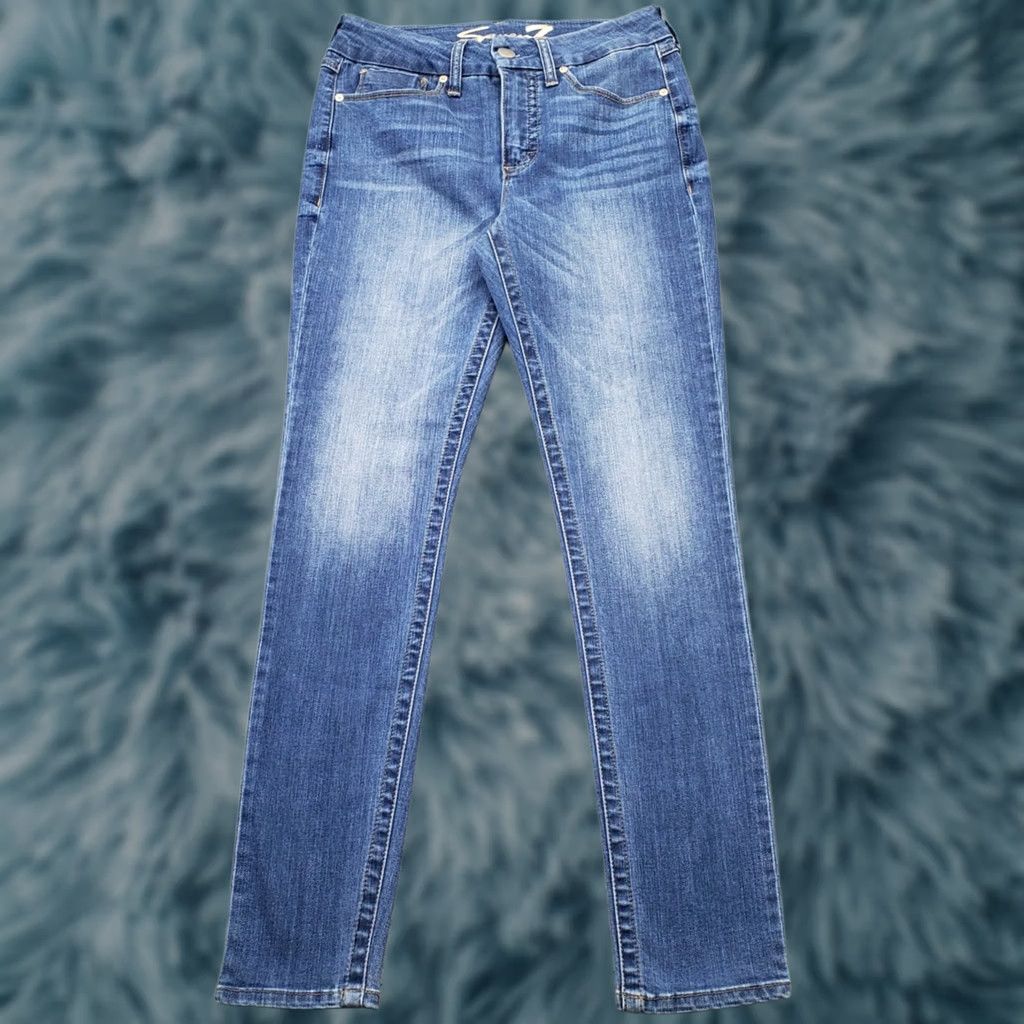 Vintage Seven7 Jeans Womens Size 6 Blue Denim 5 Pocket Skinny Regular Rise 30.25" Inseam 30.25" Medium Wash Casual Size 28" / US 6 / IT 42 - 1 Thumbnail