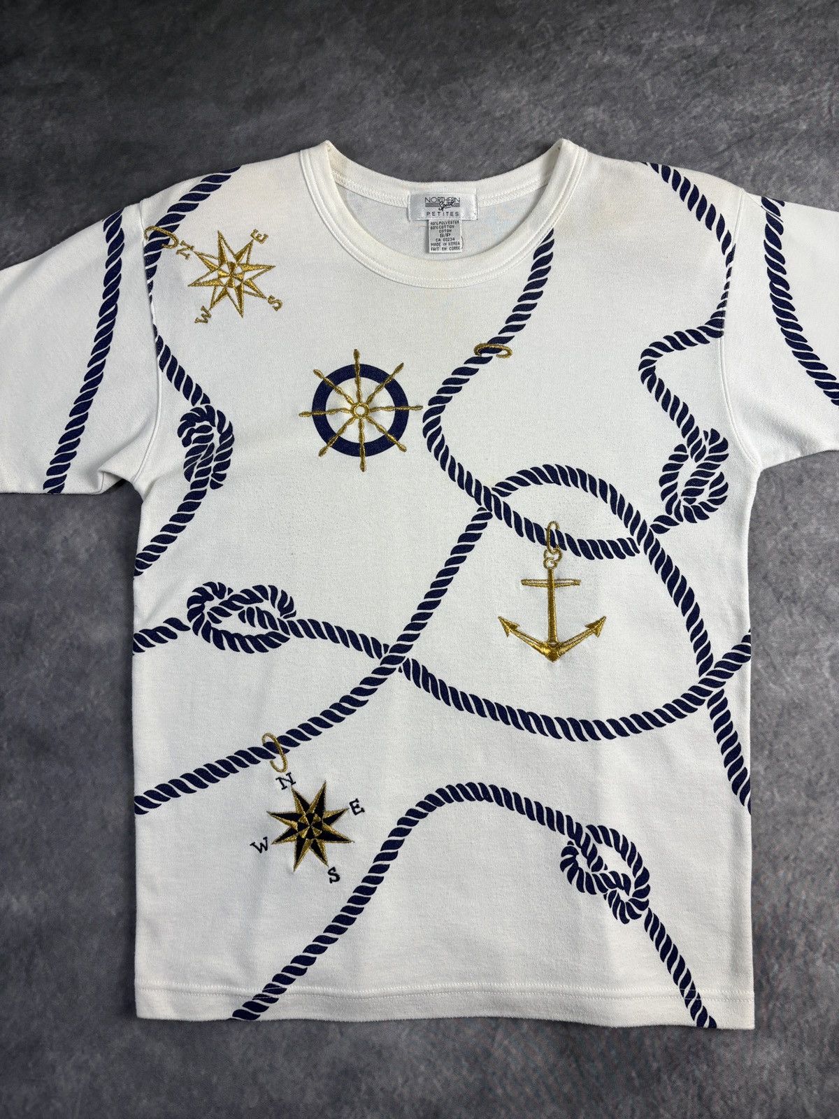 Vintage 1980s Shoulder Pad Tee Shirt Vintage ALP Nautical Padded 90s Size US S / EU 44-46 / 1 - 3 Thumbnail