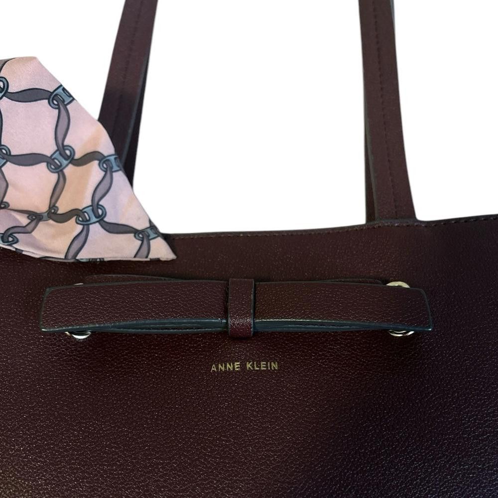 Designer Anne Klein Burgundy Tote Bag with Scarf Size ONE SIZE - 3 Thumbnail