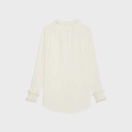 Celine o1w1db10125 2C06A008D Romy Crepe Shirt in Off White Size XS / US 0-2 / IT 36-38 - 2 Thumbnail