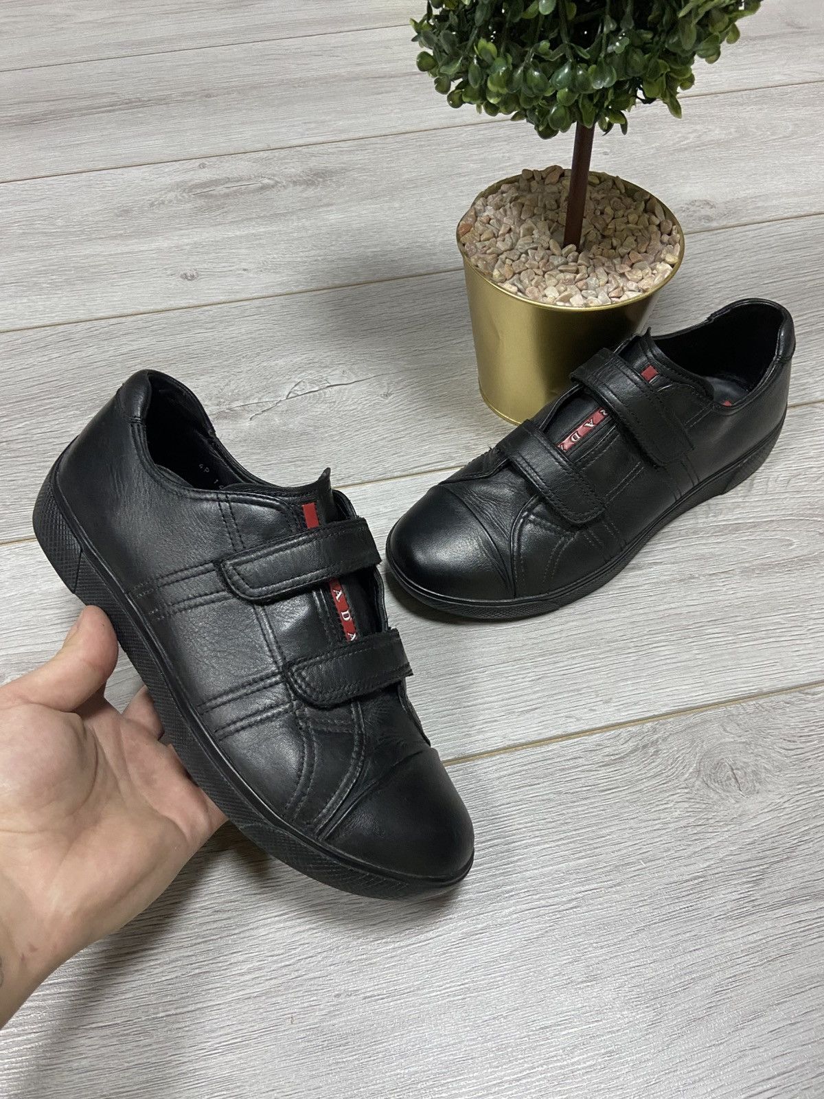 Prada Prada red tab velcro vintage leather sneakers Size US 8 / EU 41 - 2 Thumbnail