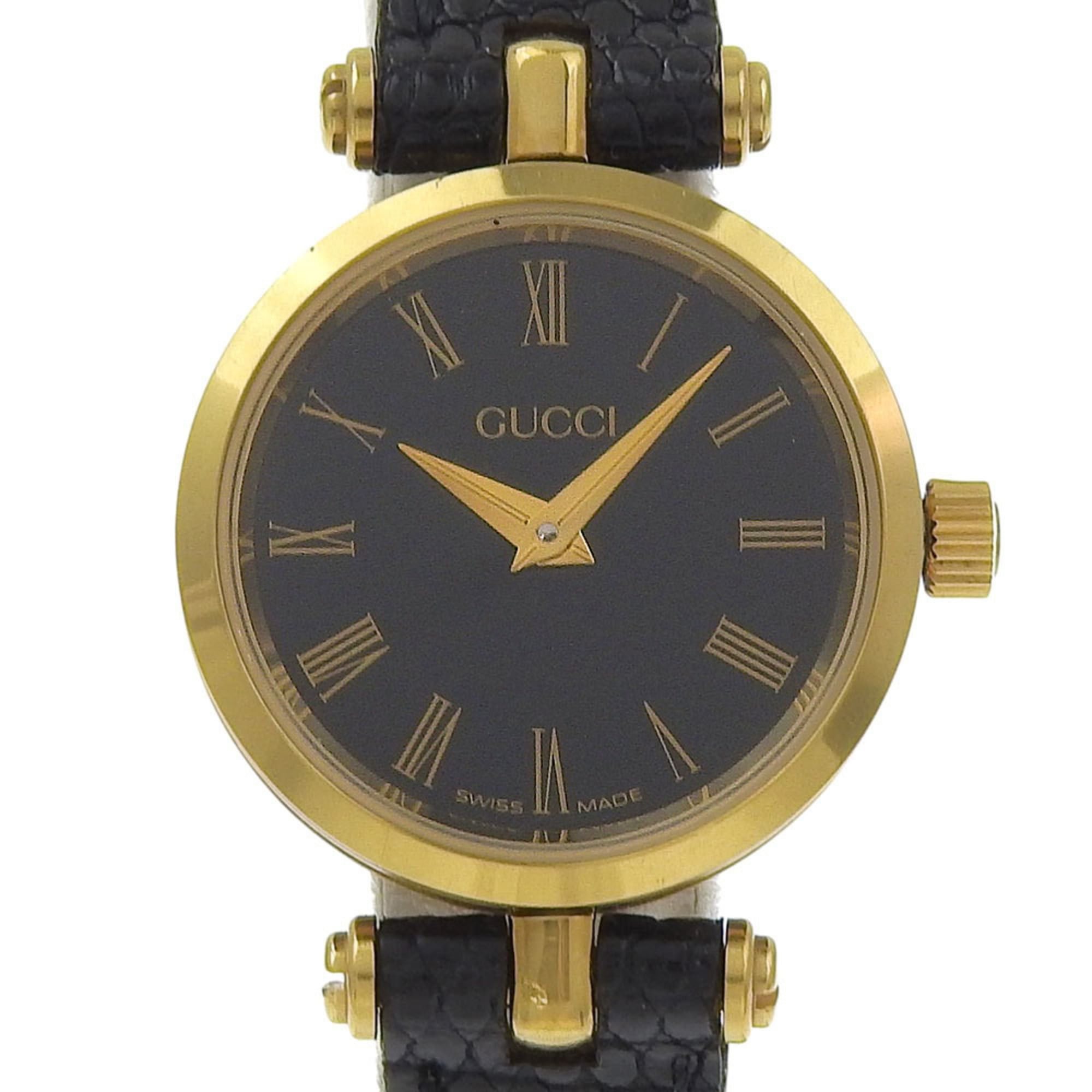 Gucci Gucci Sherry watch, gold-plated stainless steel, gold quartz, analog, black dial, women's. Size ONE SIZE - 1 Thumbnail