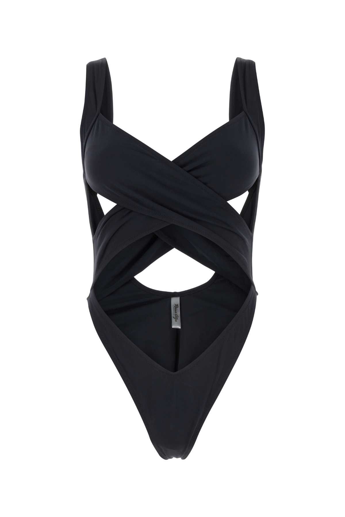 image of Reina Olga Black Stretch Nylon Exotica Trikini, Women's (Size Large)