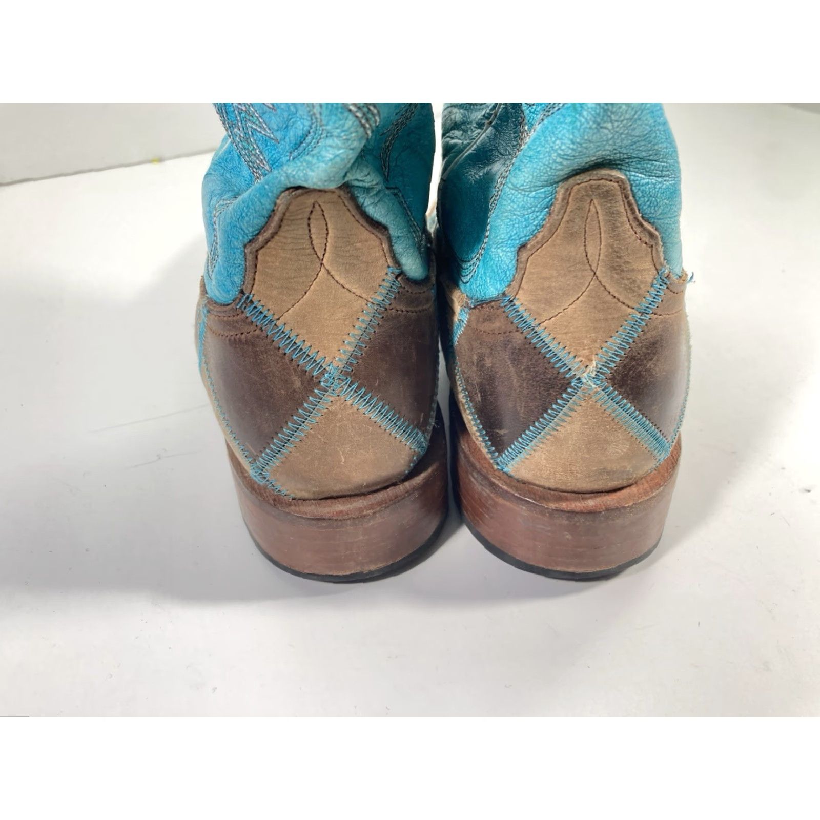 Andersson Bell Anderson Bean HP Horsepower Boots Women Size 6 Turquois Patchwork Square Toe Western Leather Mid-Calf Size US 6 / IT 36 - 7 Thumbnail