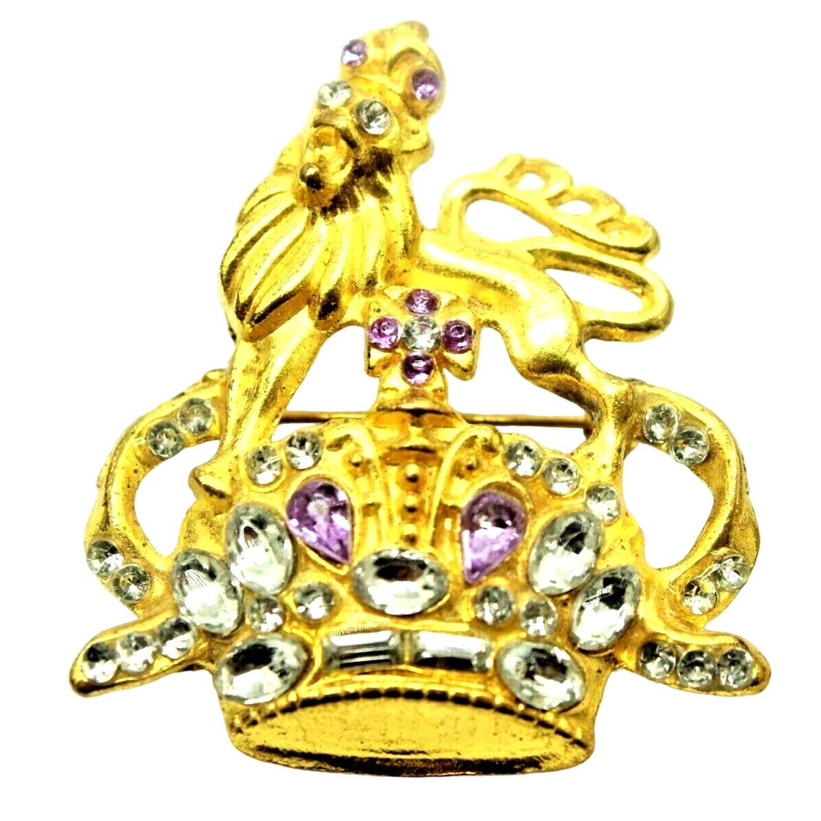 Other TBN Ten Prayer Lion Jeweled Crown Goldtone Brooch Pin Size ONE SIZE - 1 Thumbnail