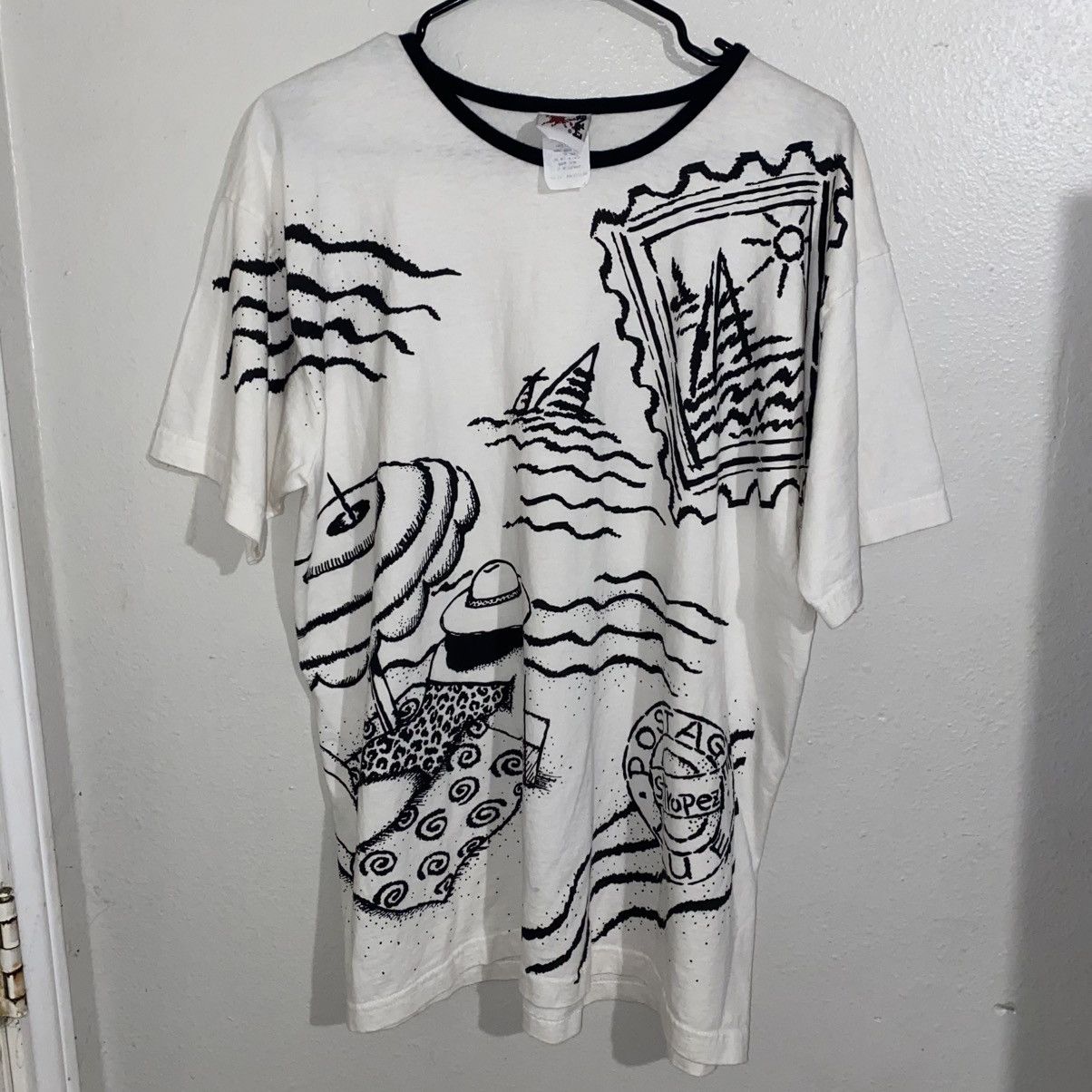 Other EZE St. Tropez Vintage Graphic Tee White Black Cotton Men's Size US M / EU 48-50 / 2 - 1 Thumbnail